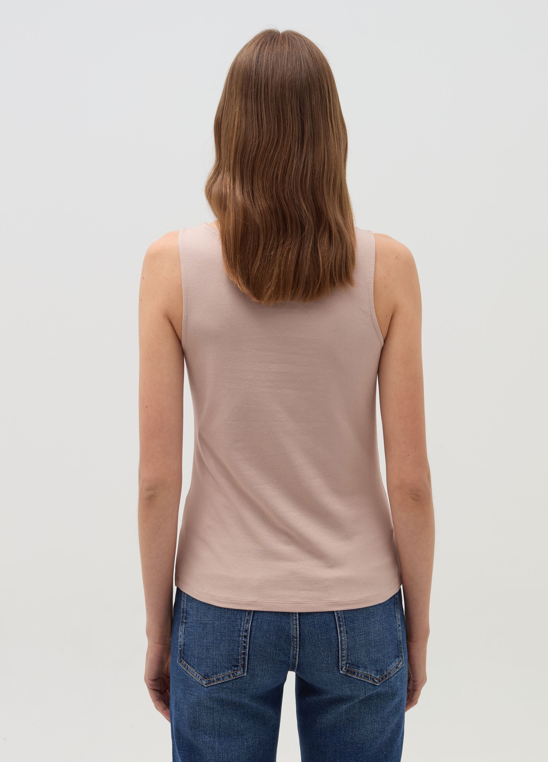 Tank top with square neck