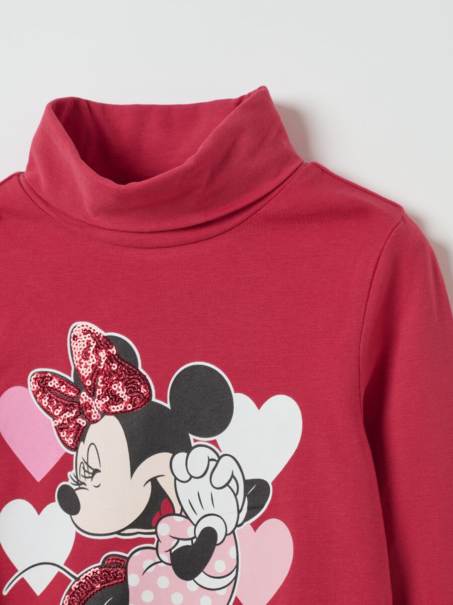 T-shirt a collo alto con stampa Minnie_2