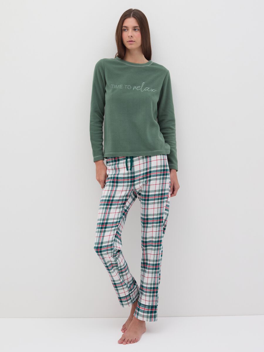 Check flannel pyjama bottoms with lurex_0