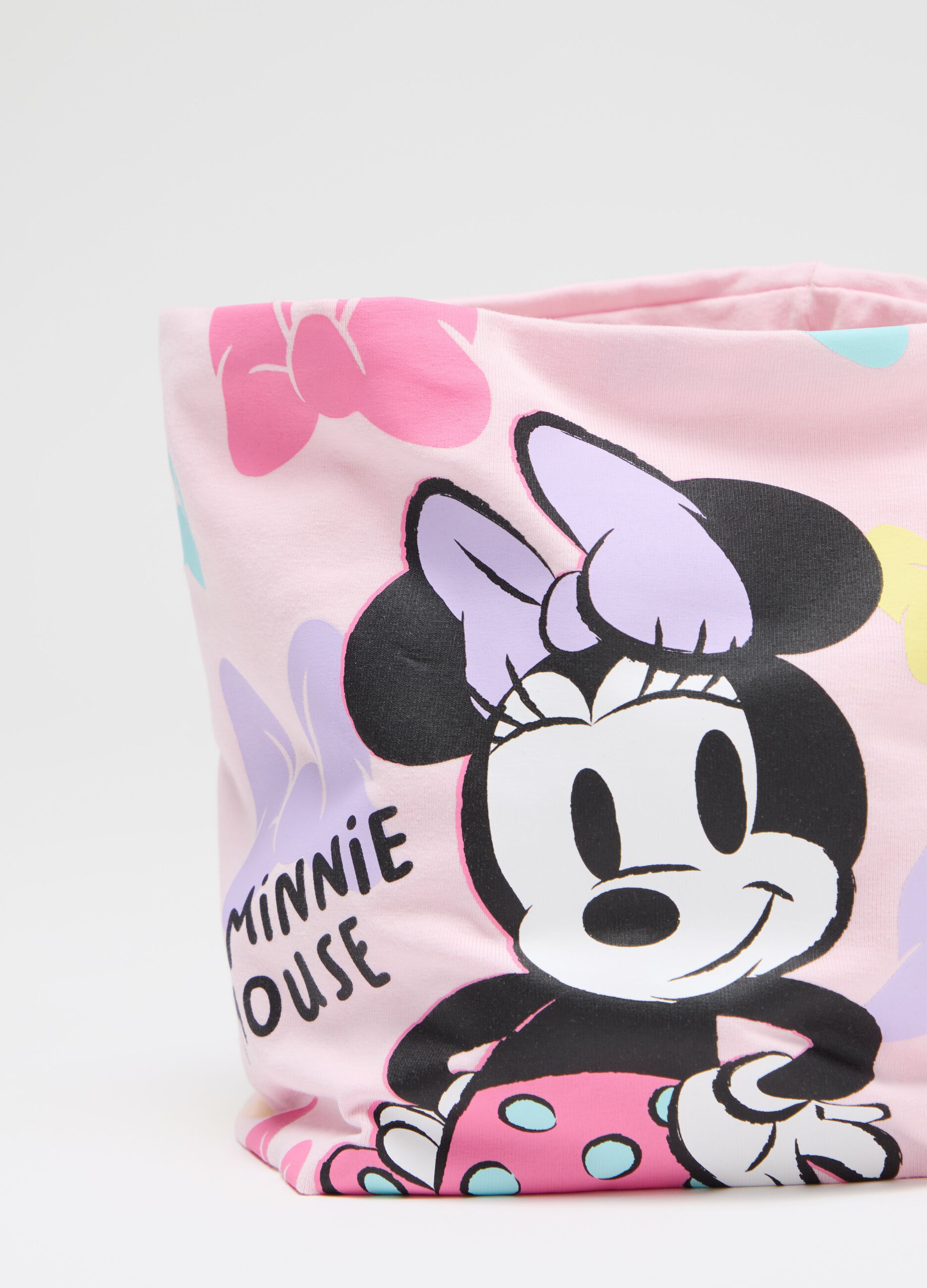 Organic cotton fleece neck warmer with Minnie Mouse print