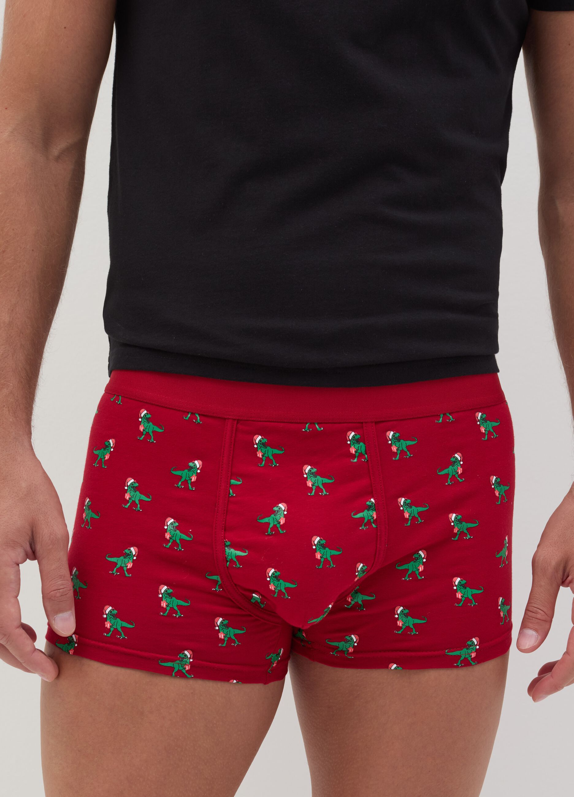 Stretch organic cotton boxer shorts with all-over print