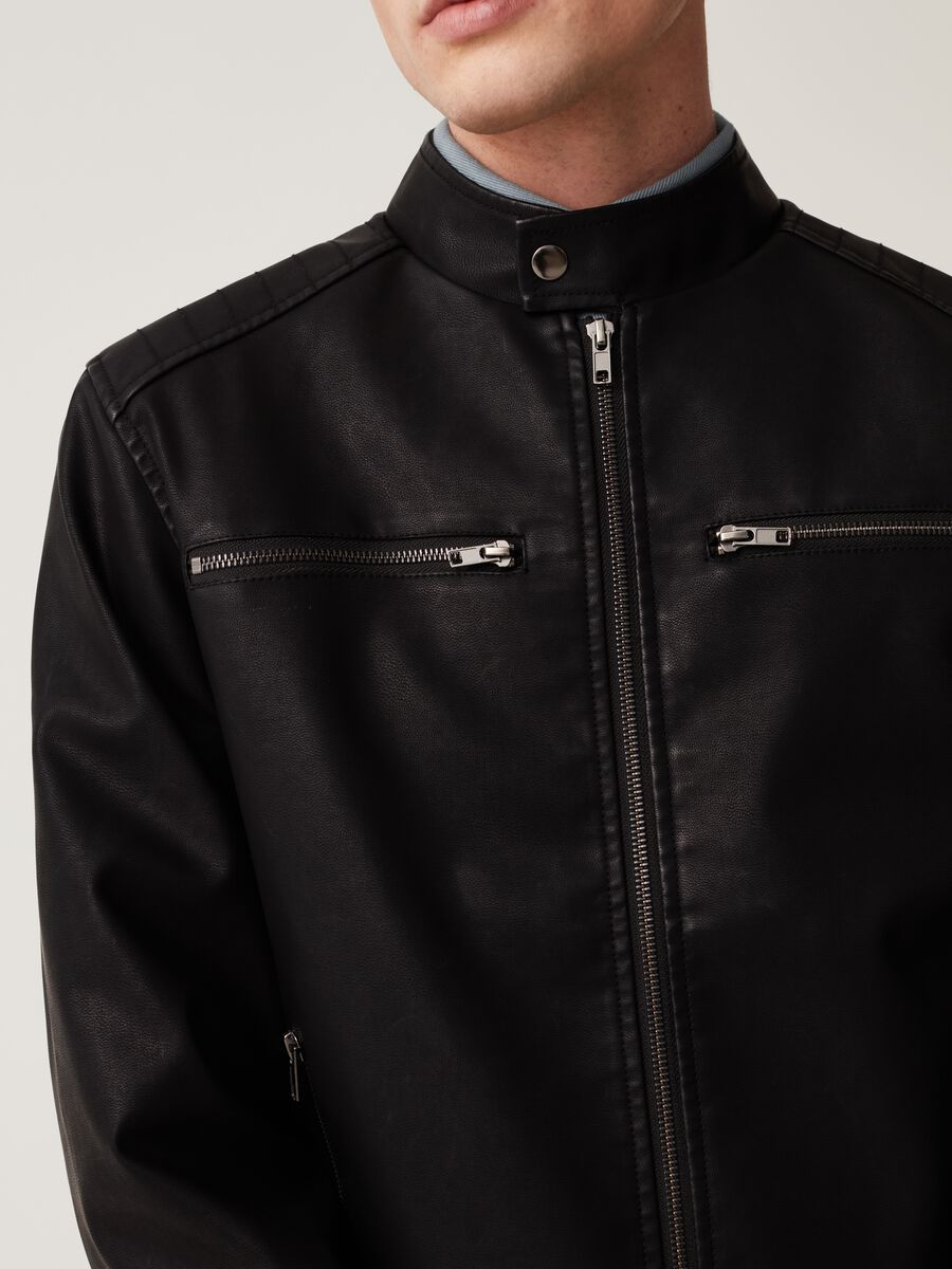 Grand & Hills biker jacket with mock neck_3