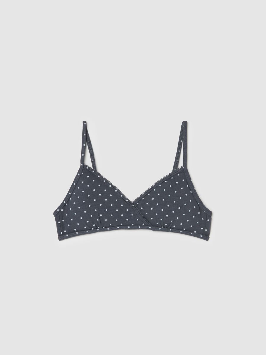 Semi-padded triangle bra with polka dots_0