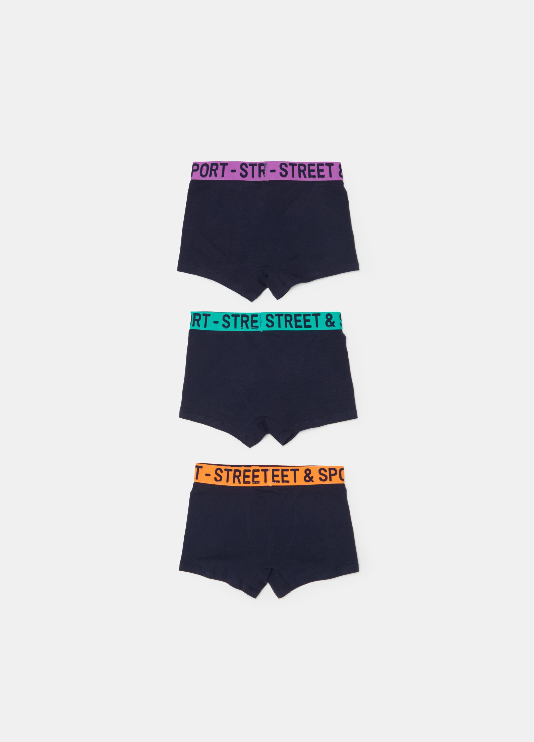 Three-pack boxer shorts with lettering in organic cotton