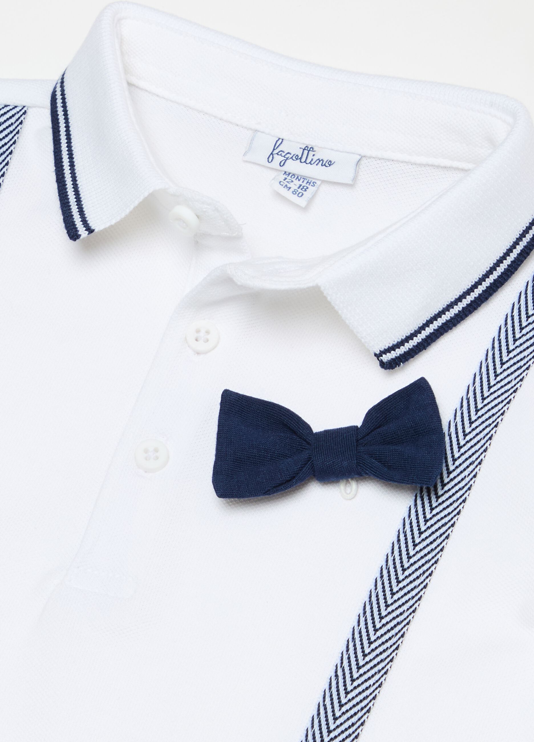 Piquet polo shirt with bow tie and braces