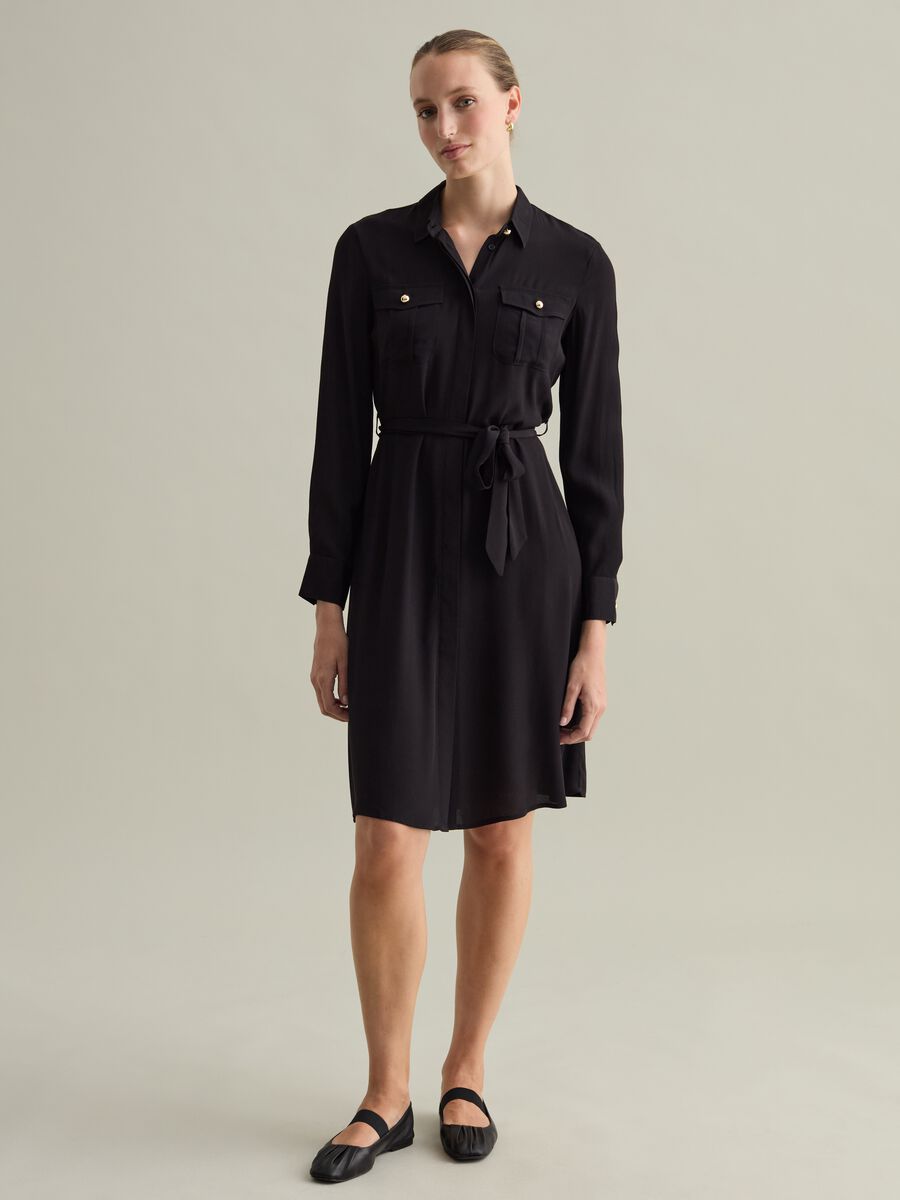 Contemporary shirt dress with belt_0