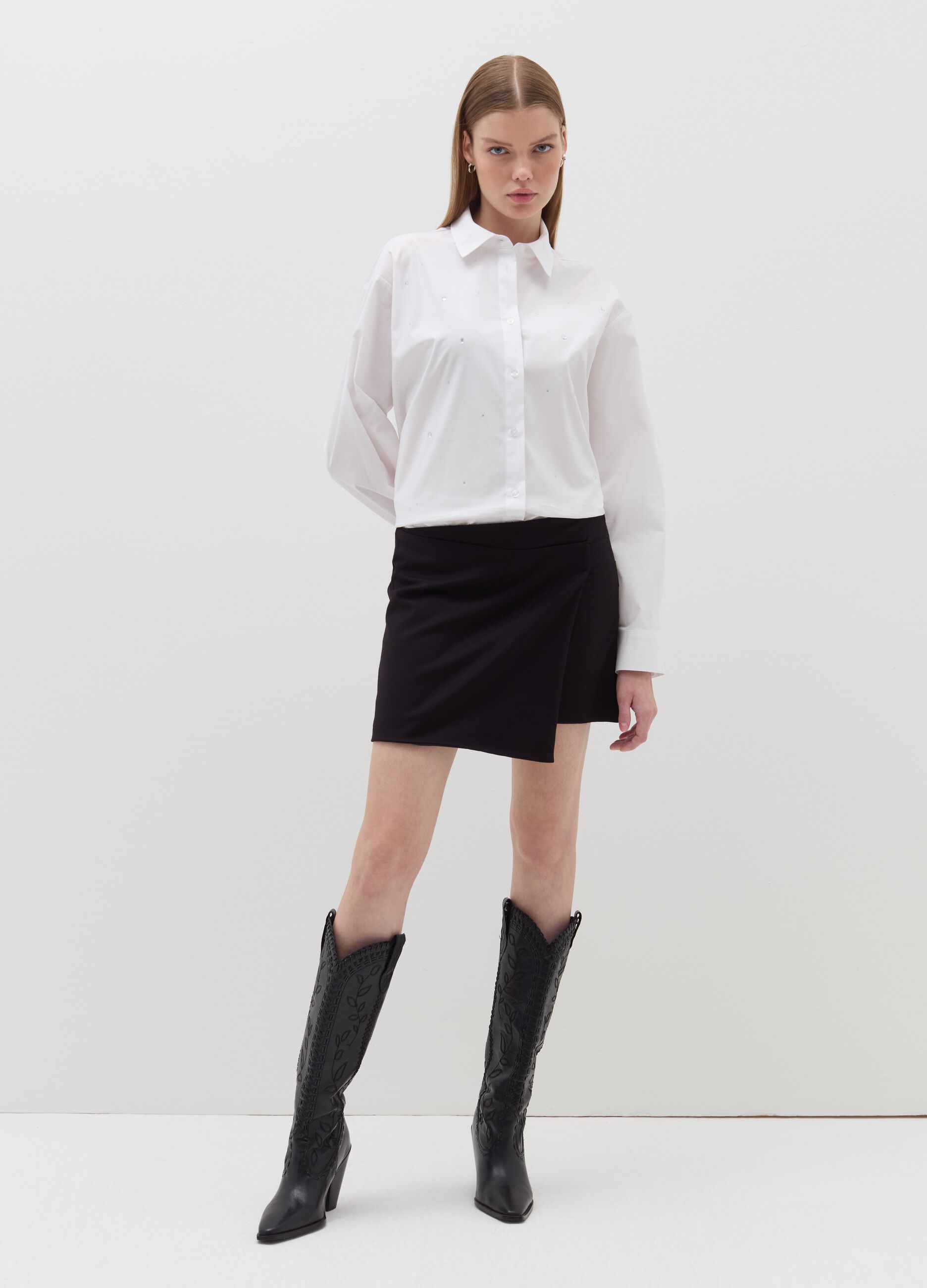 Oversized stretch cotton shirt