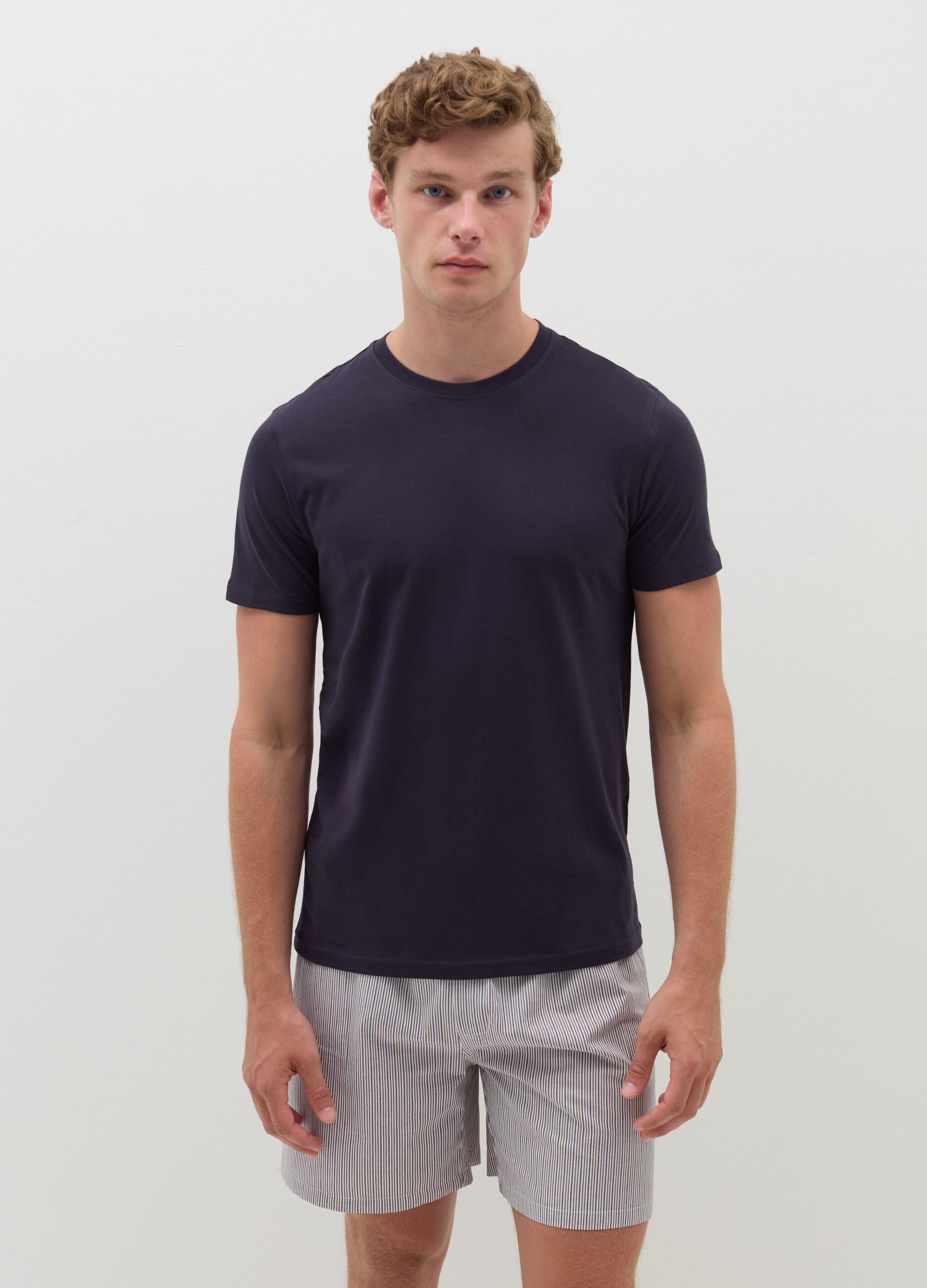 Organic cotton undershirt with round neck