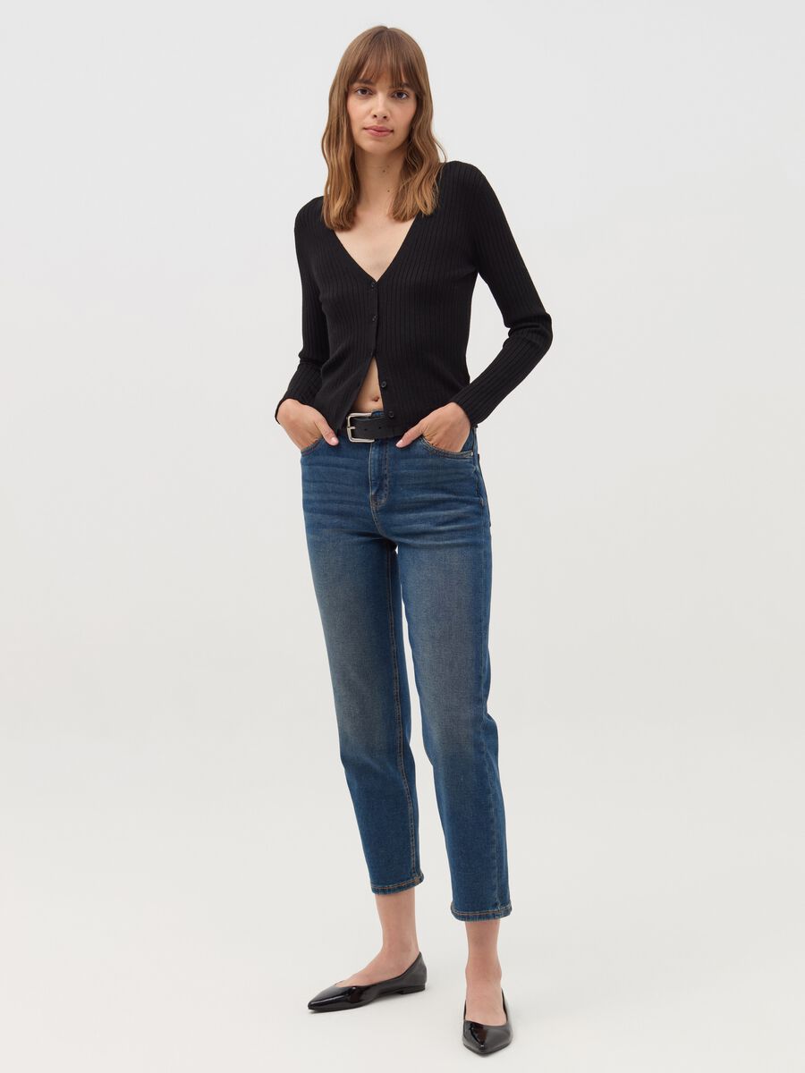 Straight-fit stretch jeans with five pockets_0