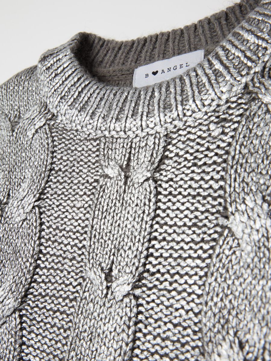 Metallic-effect cable-knit pullover_1