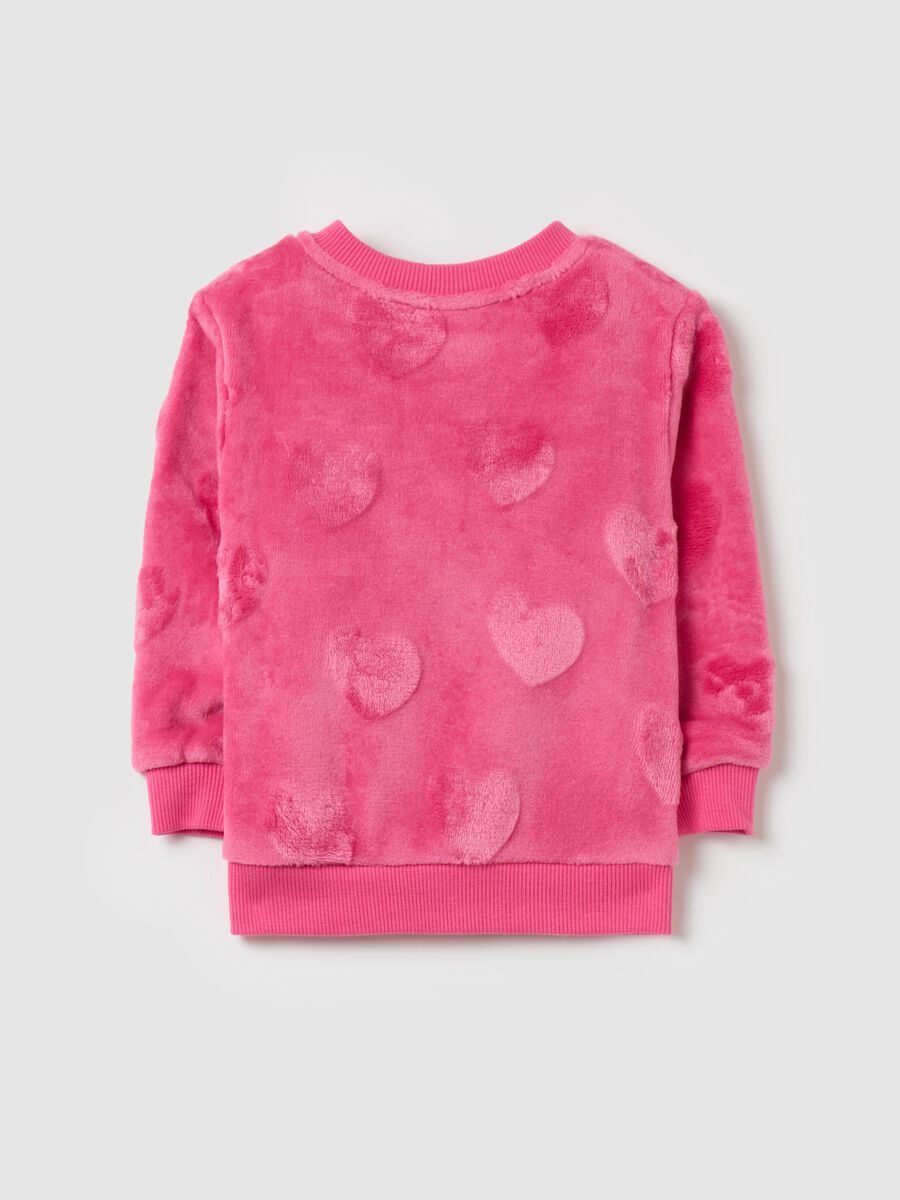 Sweatshirt in faux fur with raised hearts print_1