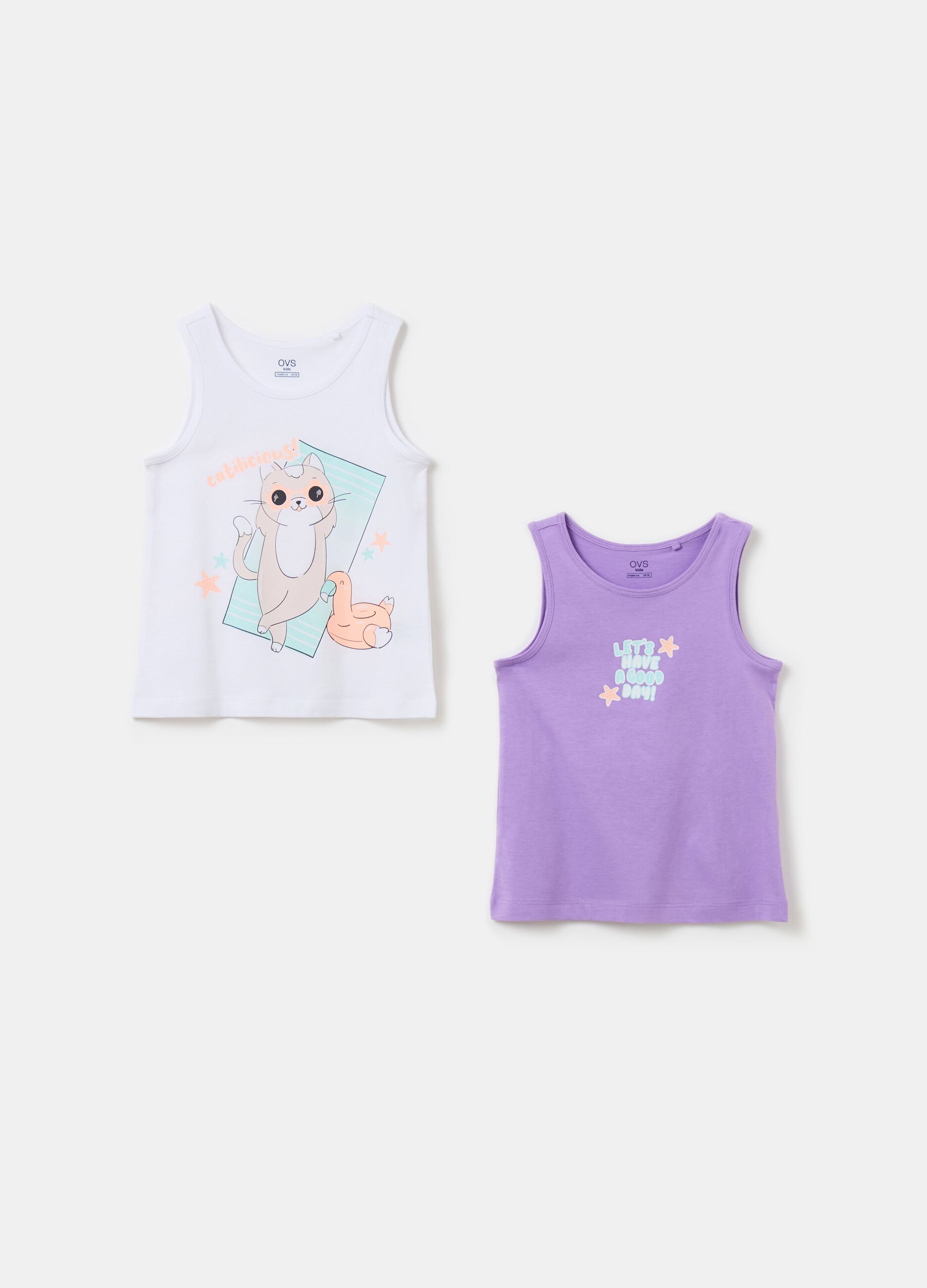 Two-pack cotton tank tops with print