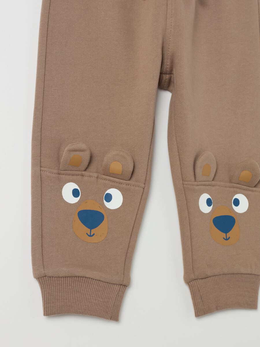 Fleece joggers with teddy bear print_3