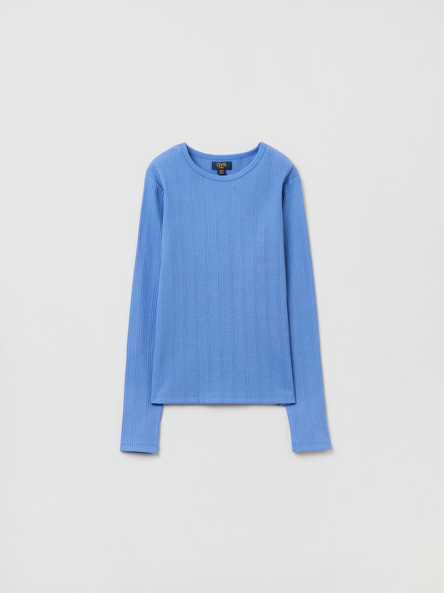 Stretch cotton ribbed T-shirt_0