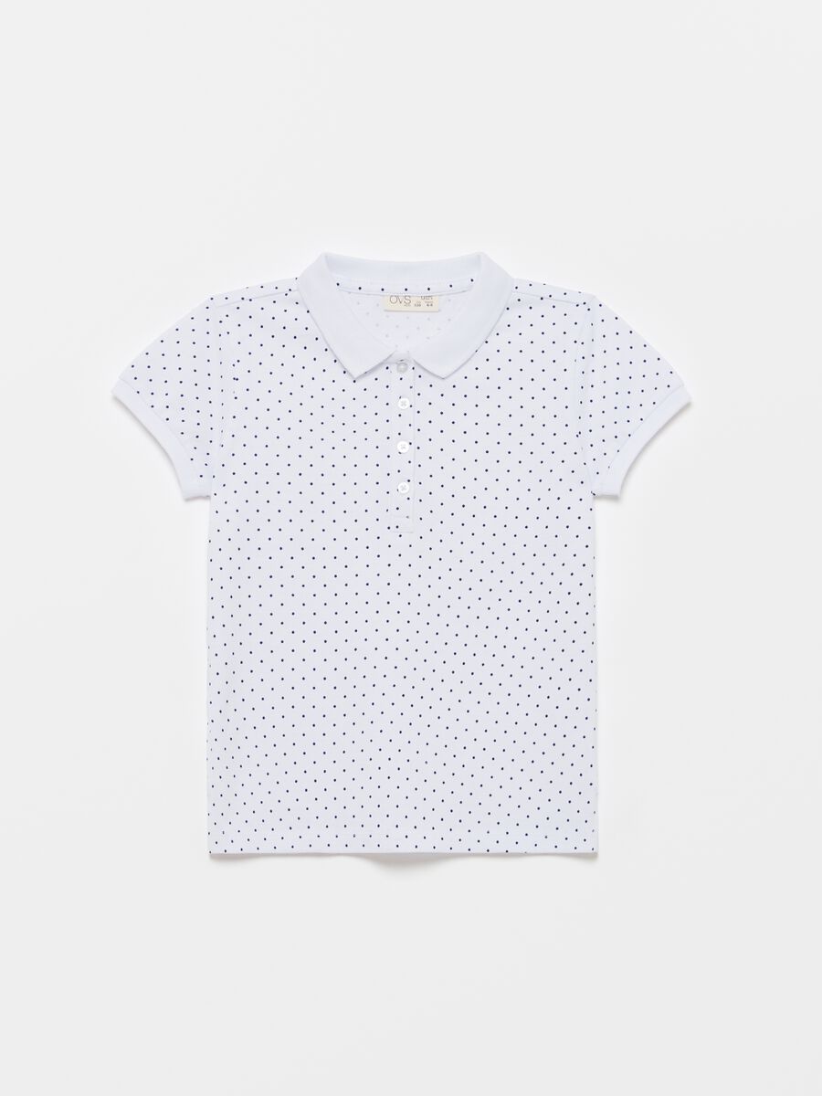 Polo shirt in polka dot piquet cotton_0