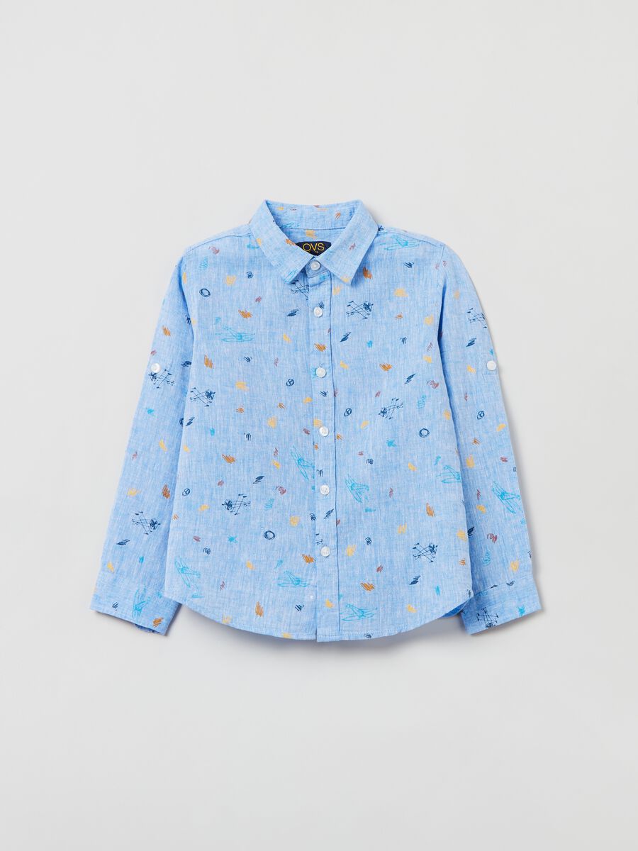 Linen and cotton shirt with print_0