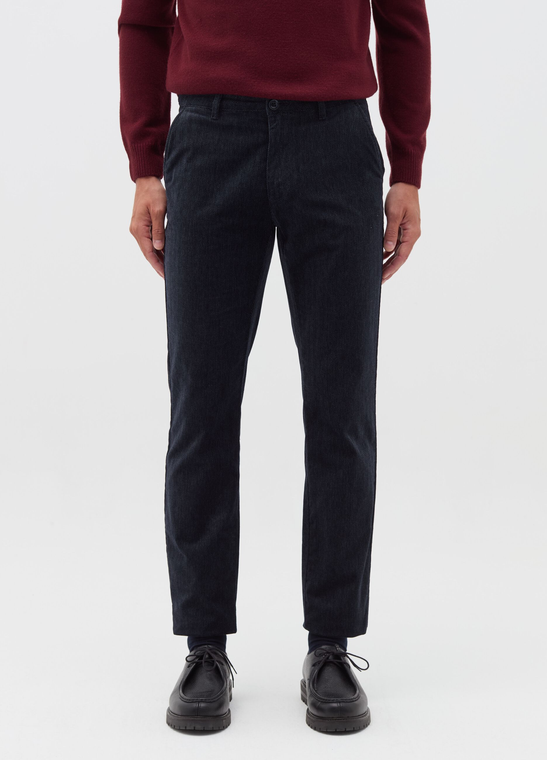 Herringbone chino trousers