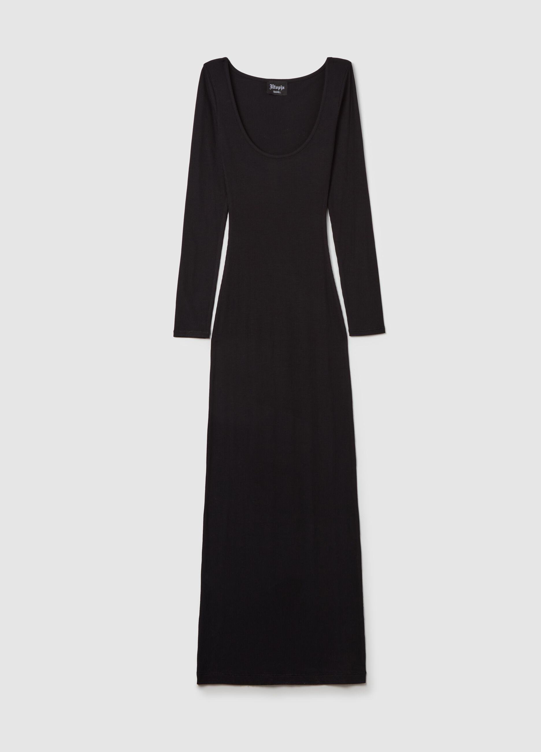 Long Ribbed Dress Black