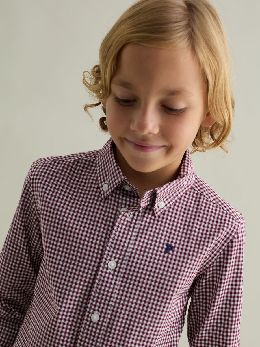 Camicia button-down vichy con ricamo logo_2