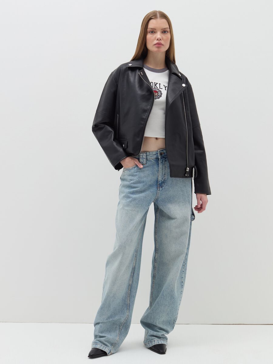 Oversized biker jacket with zip_0