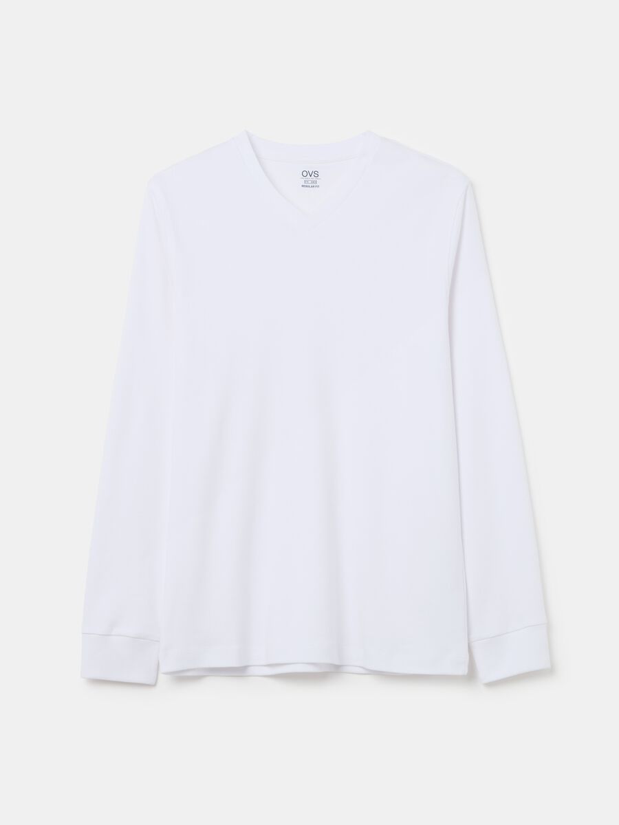 Long-sleeved T-shirt with V neck_4