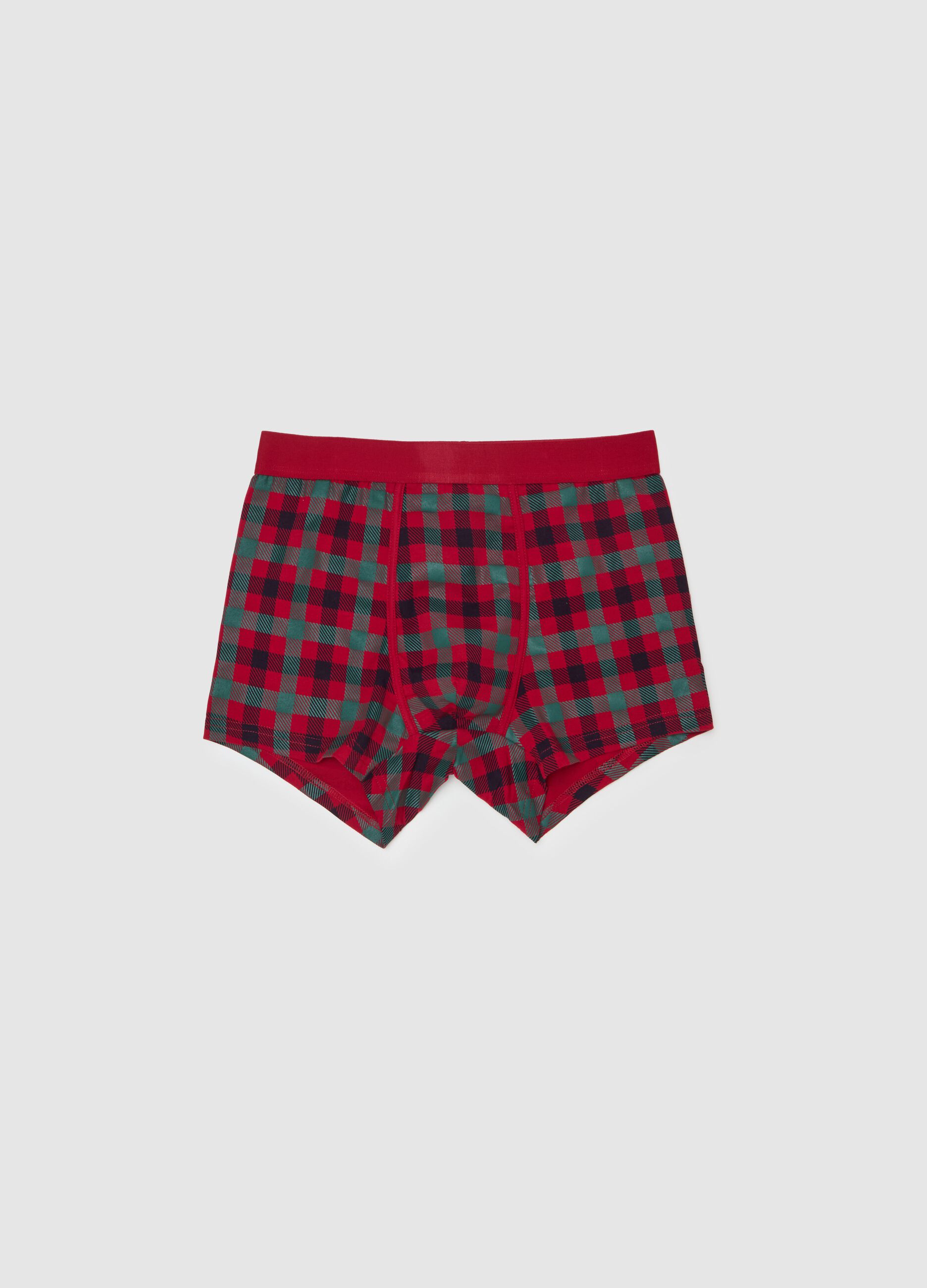 Stretch organic cotton boxer shorts with all-over print