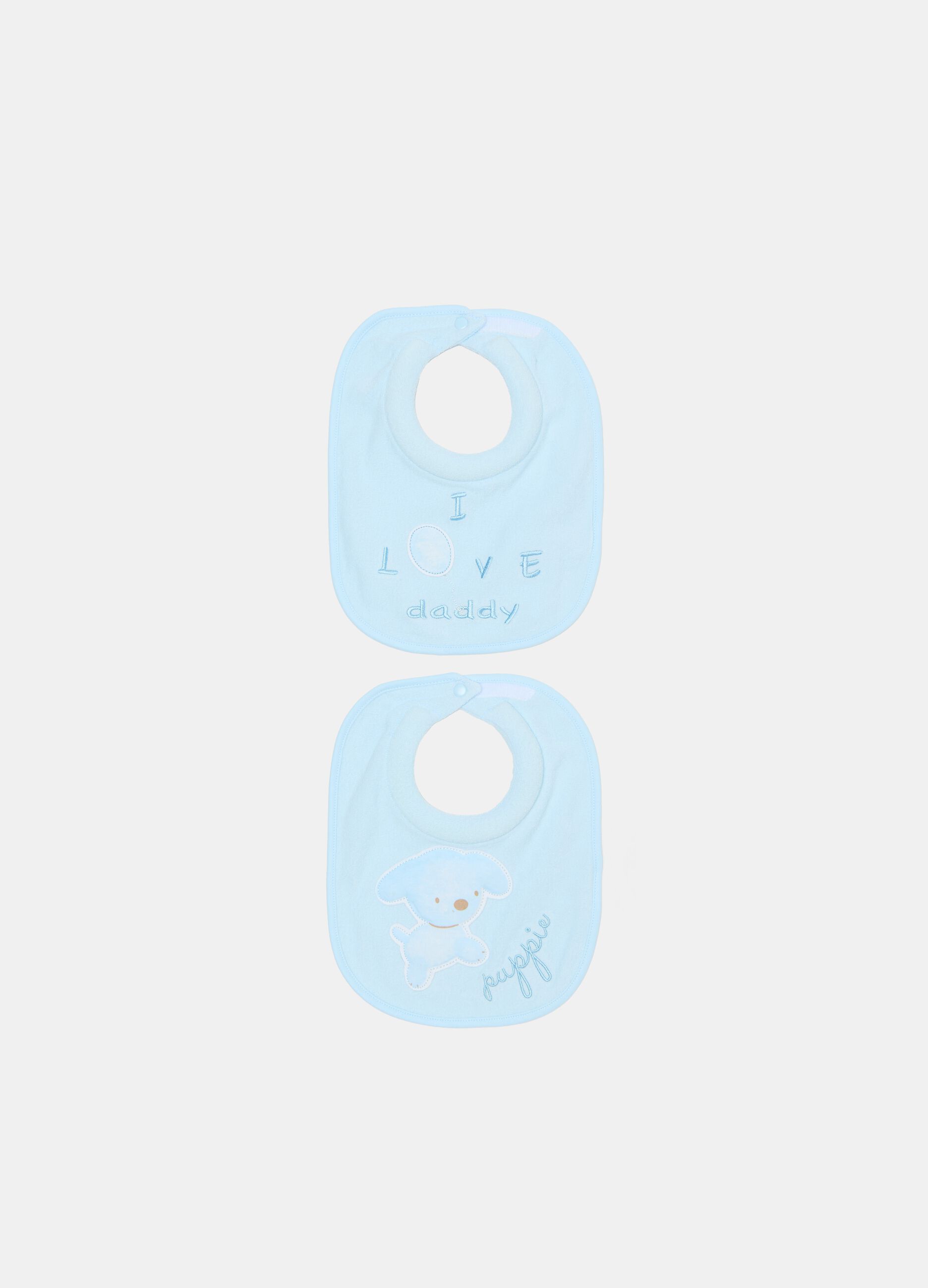 Two-pack bibs in terry with embroidery