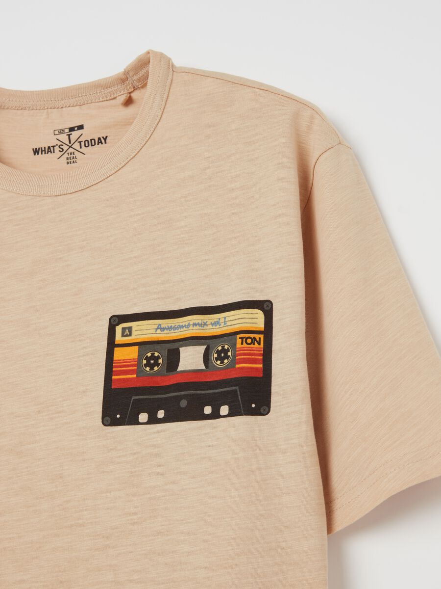 Slub jersey T-shirt with audio cassette print_5