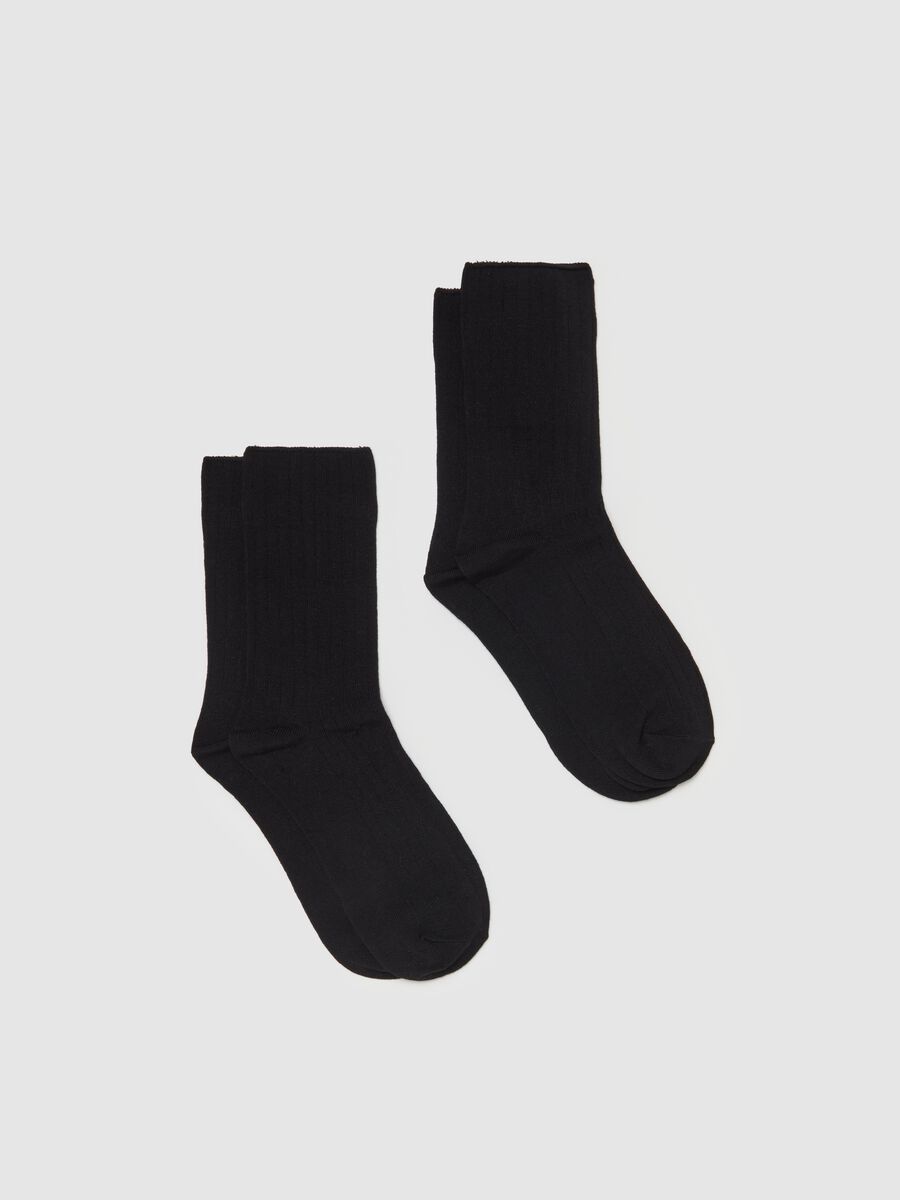 Two-pair pack short stretch ribbed socks_0