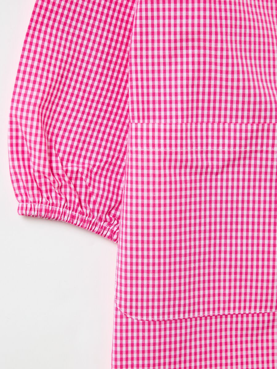 Gingham school smock with zip and embroidery_3