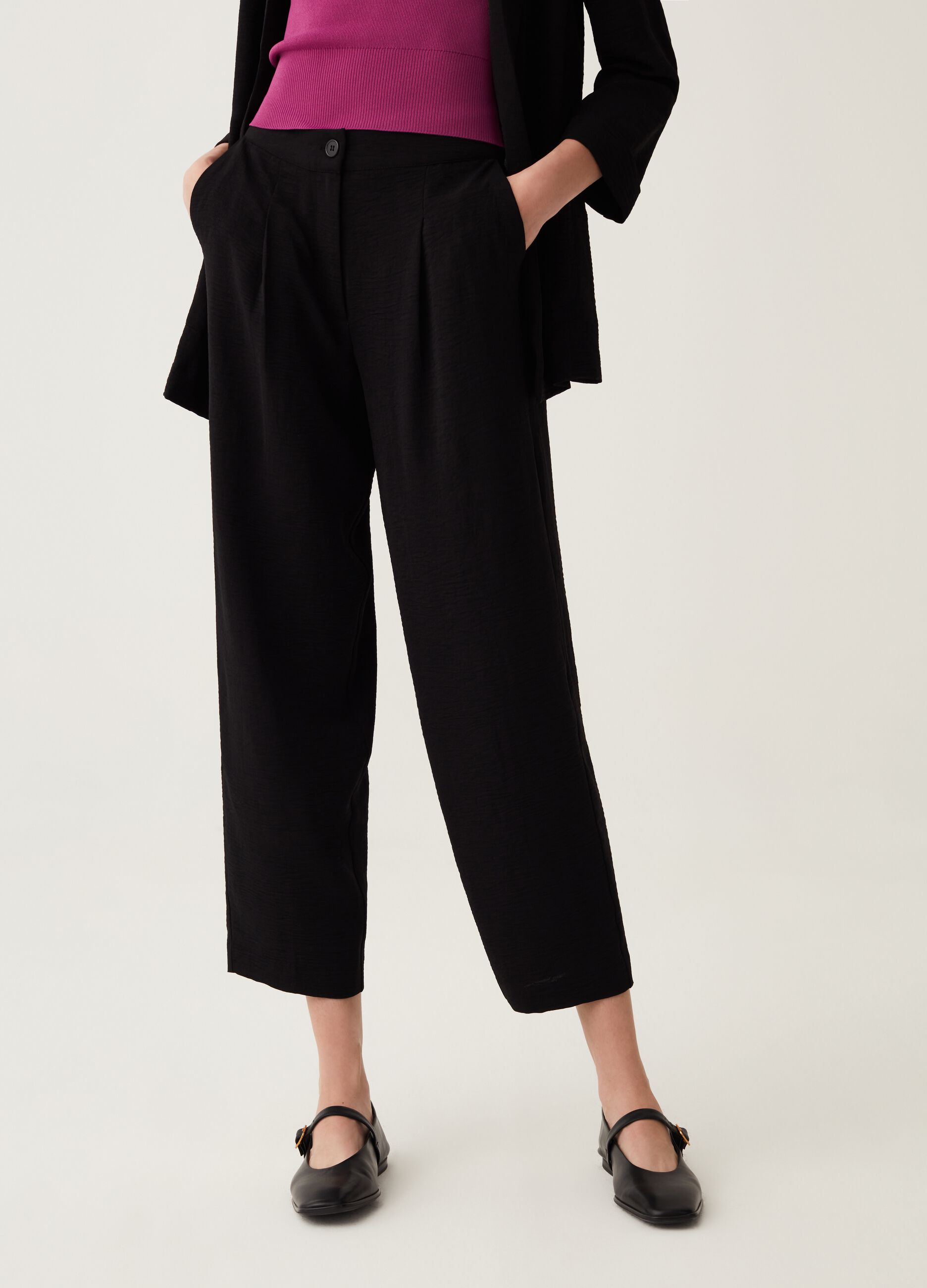 Cigarette trousers in fluid fabric