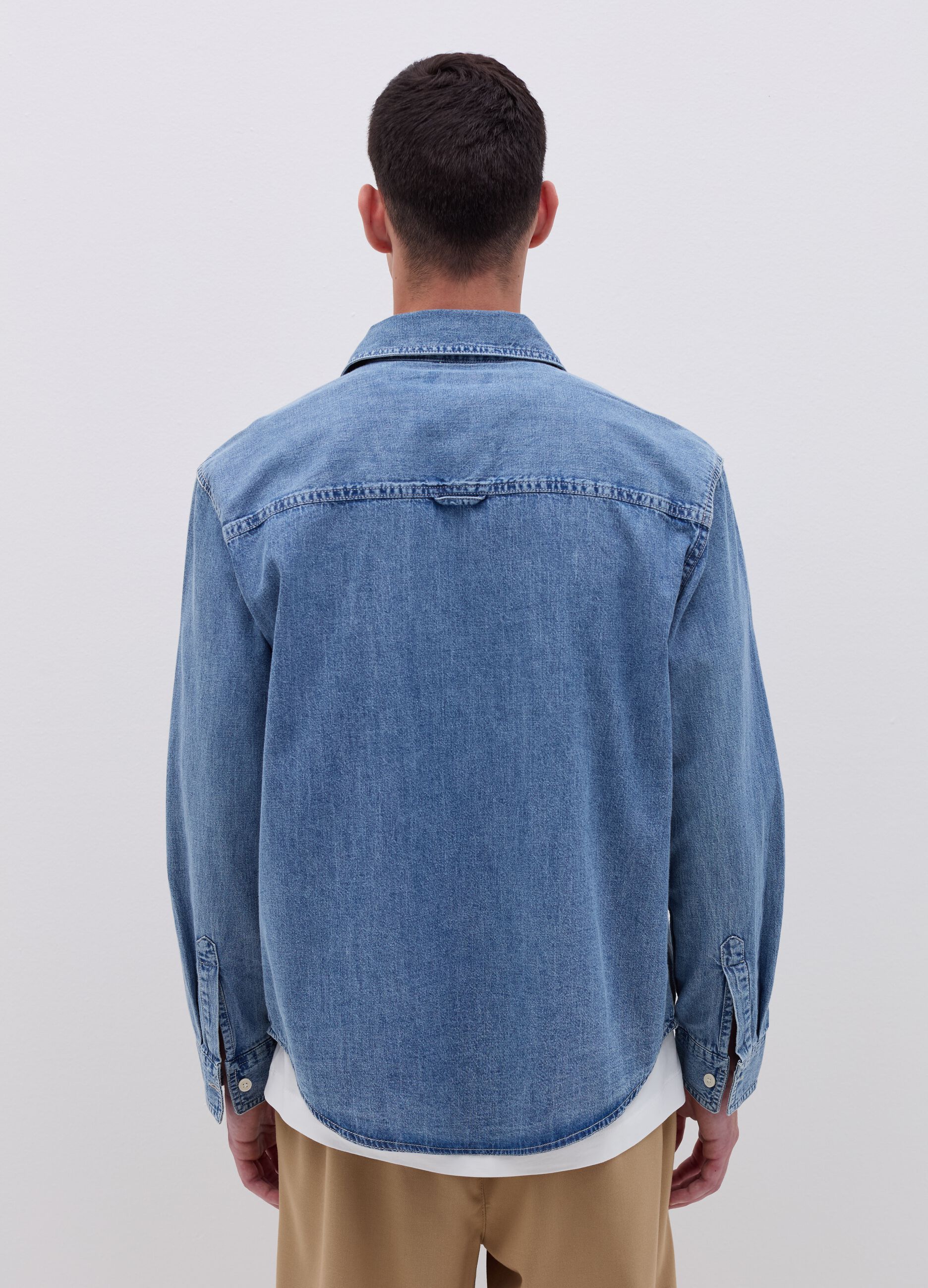 Acid wash denim shirt with pockets