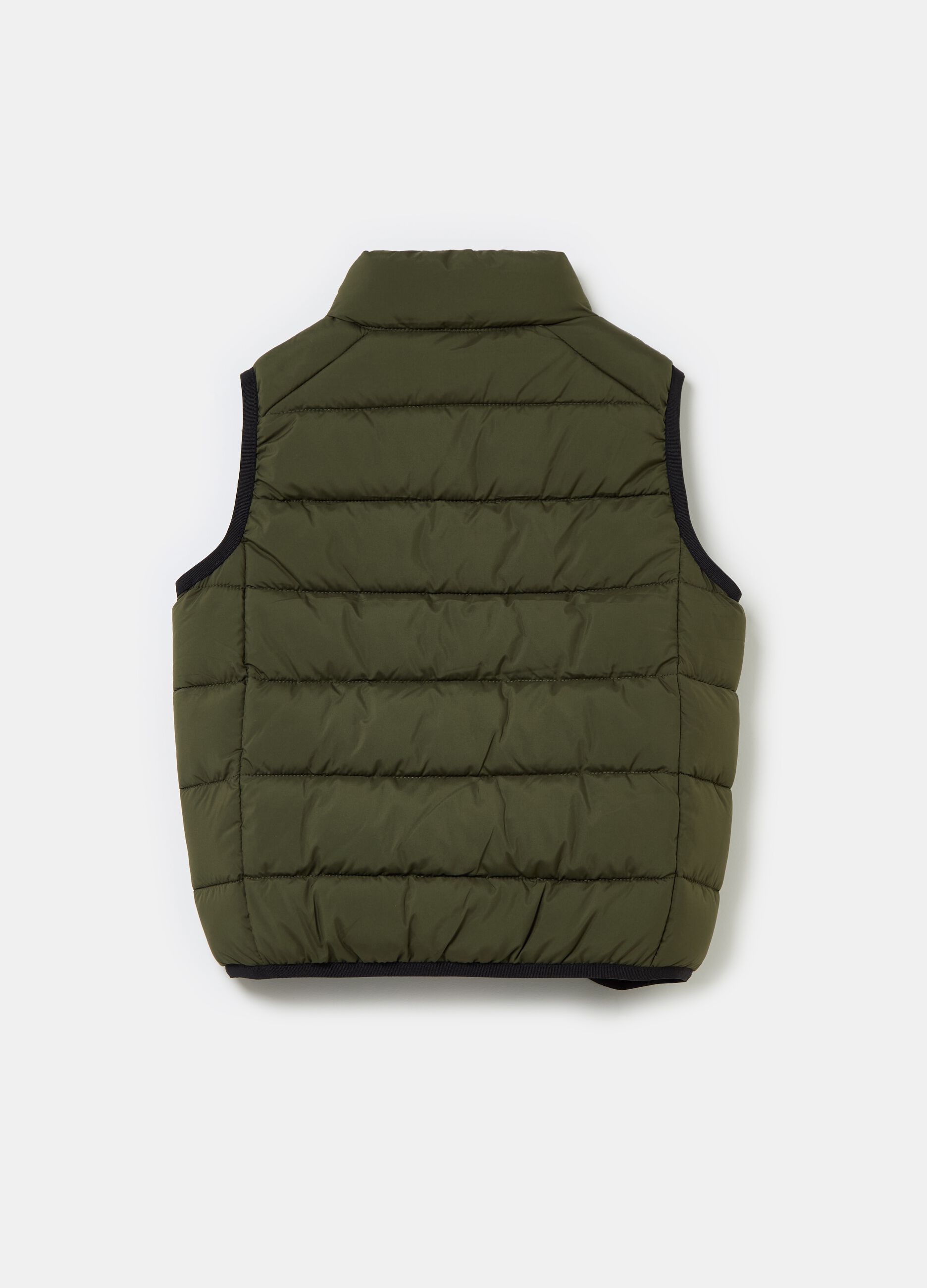 Full-zip quilted gilet with print