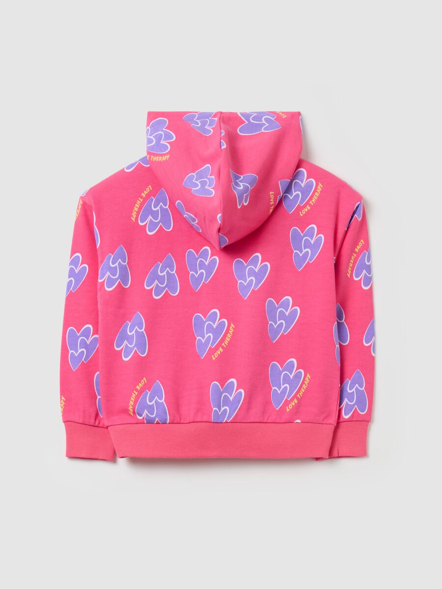 Full-zip hoodie with heart print_1