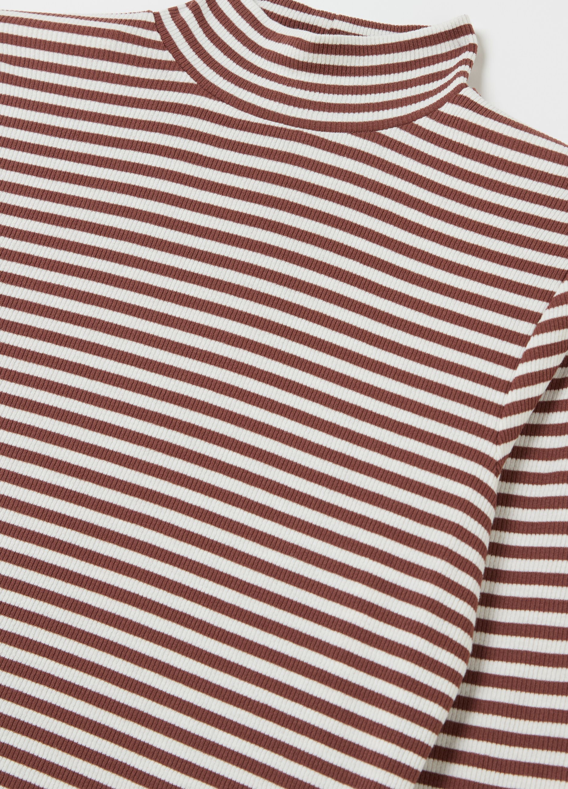 Striped T-shirt with mock neck