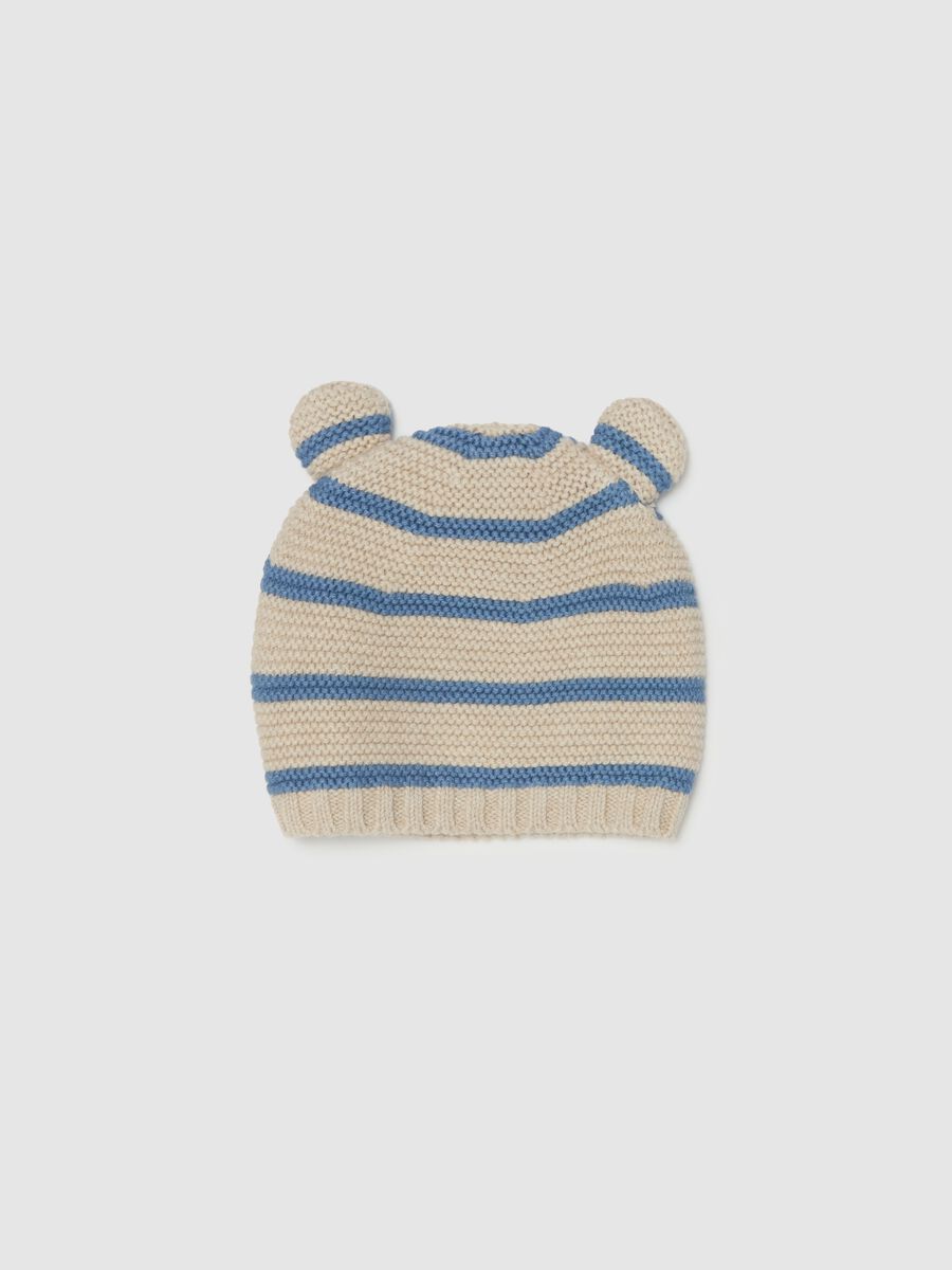 Striped knit hat with ears_1