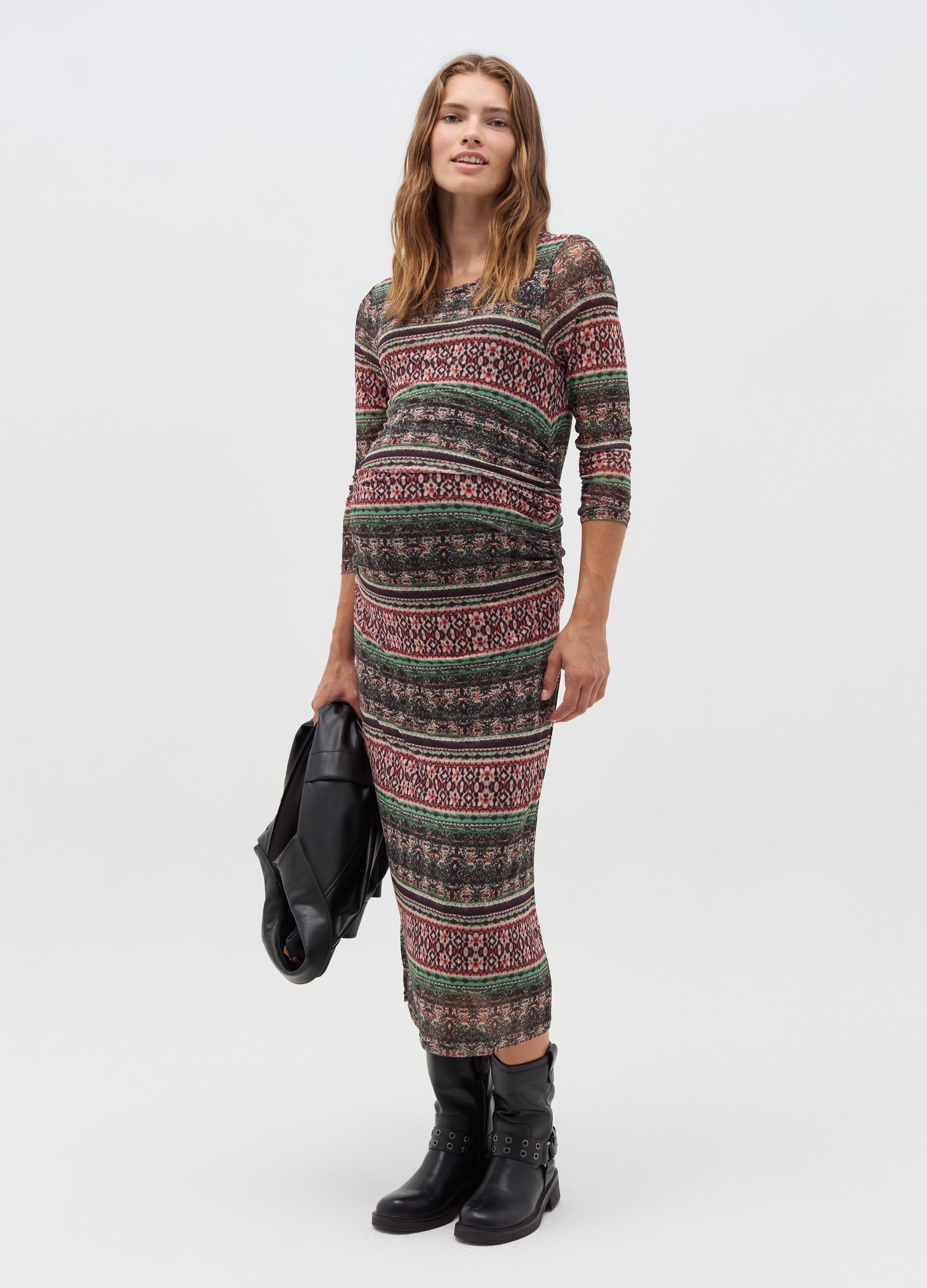 Long maternity dress with pattern