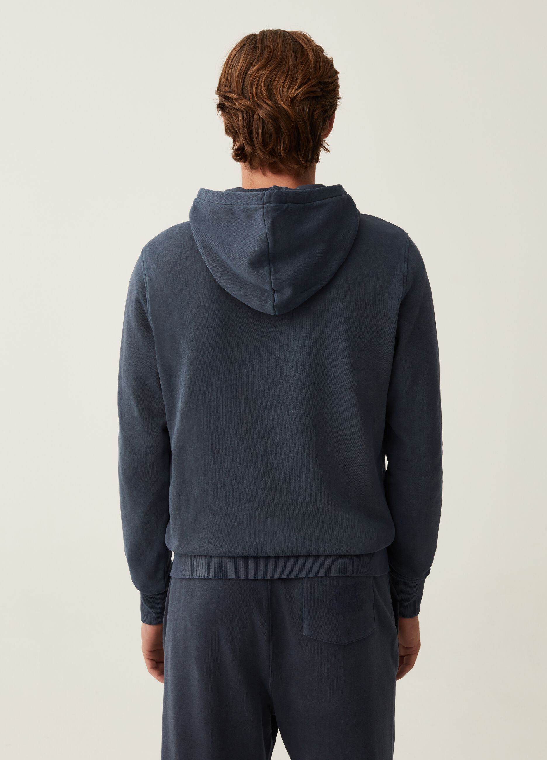 Full-zip sweatshirt with hood and logo embroidery