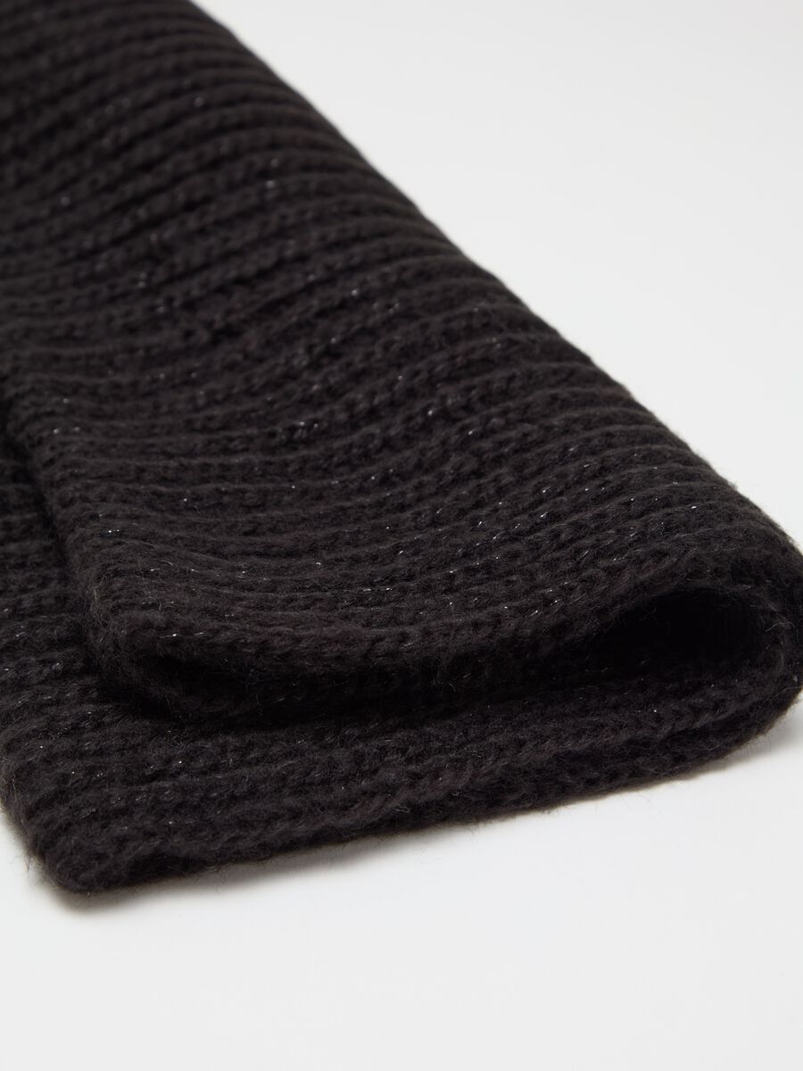 Ribbed neck warmer in lurex_1