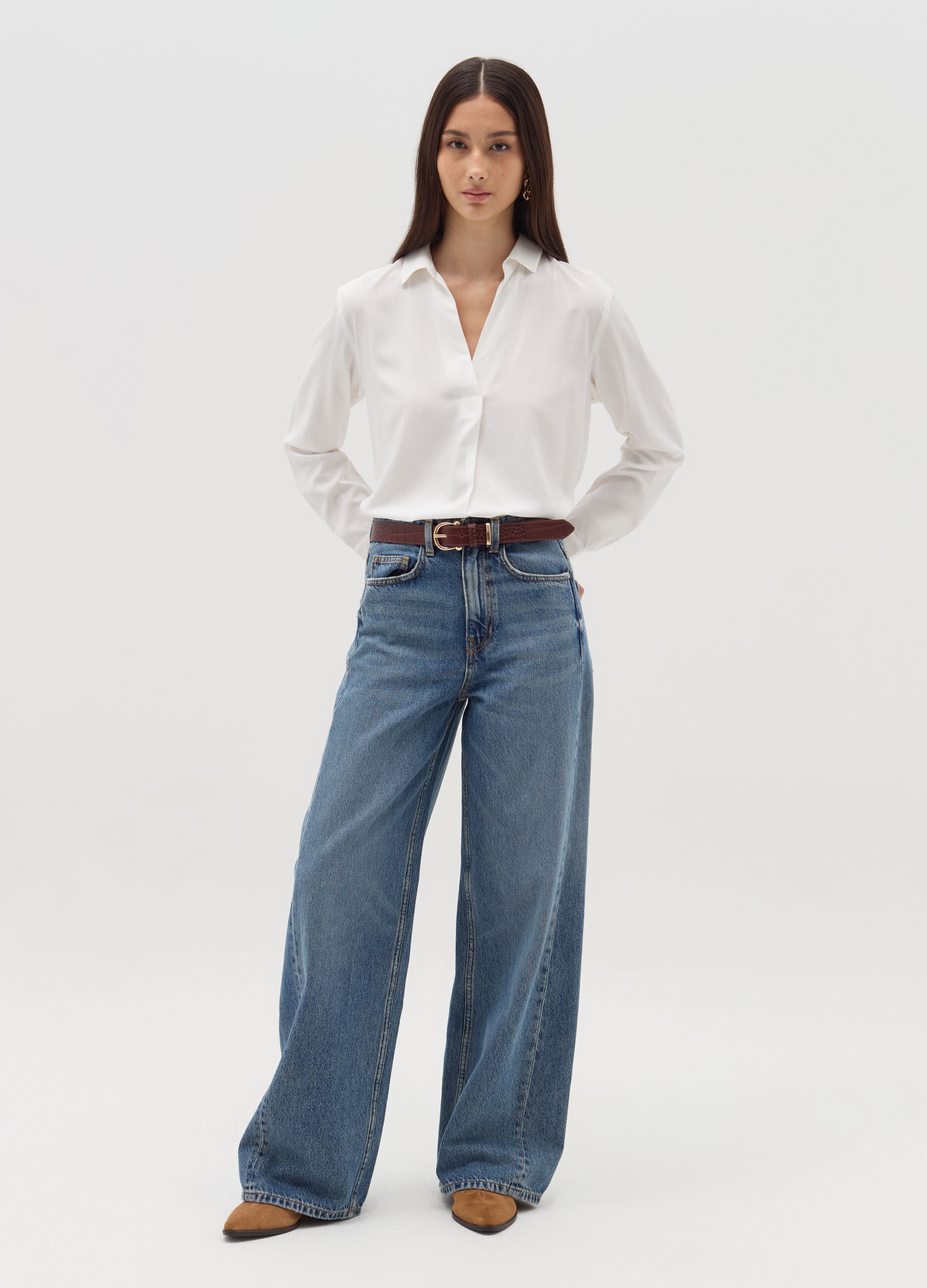 Wide-leg jeans with five pockets