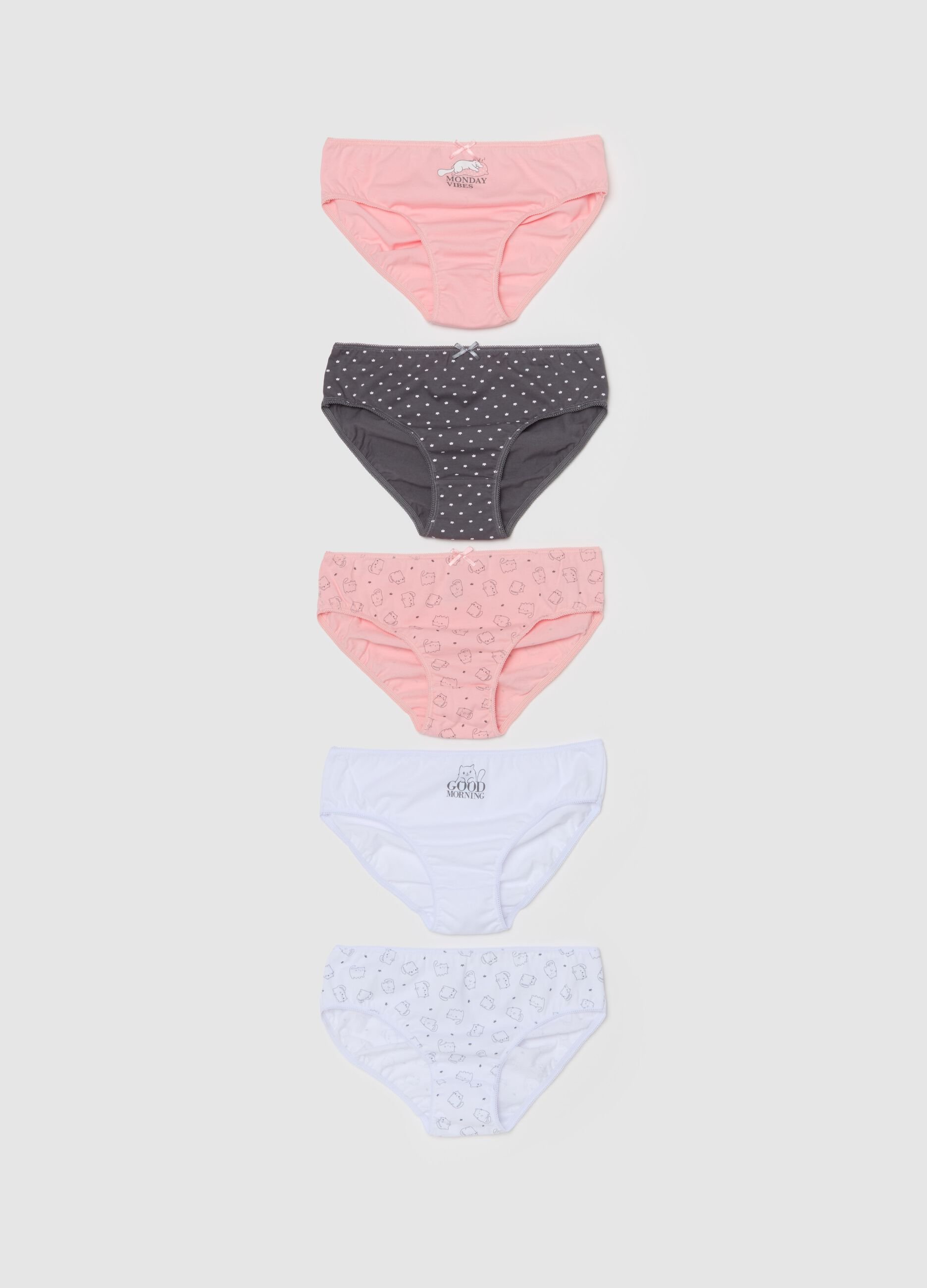 Five-pack briefs in organic cotton with print