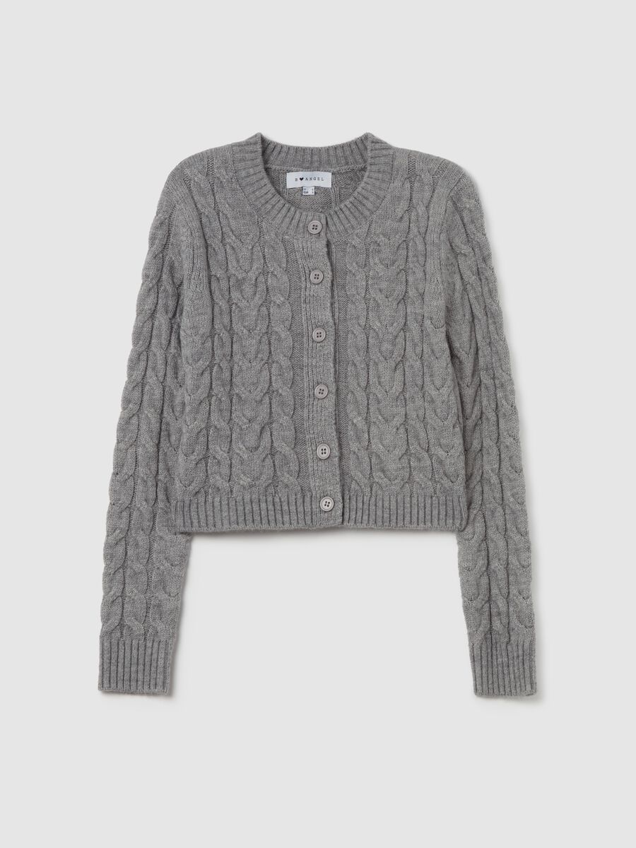 Crop cardigan with cable-knit design_4