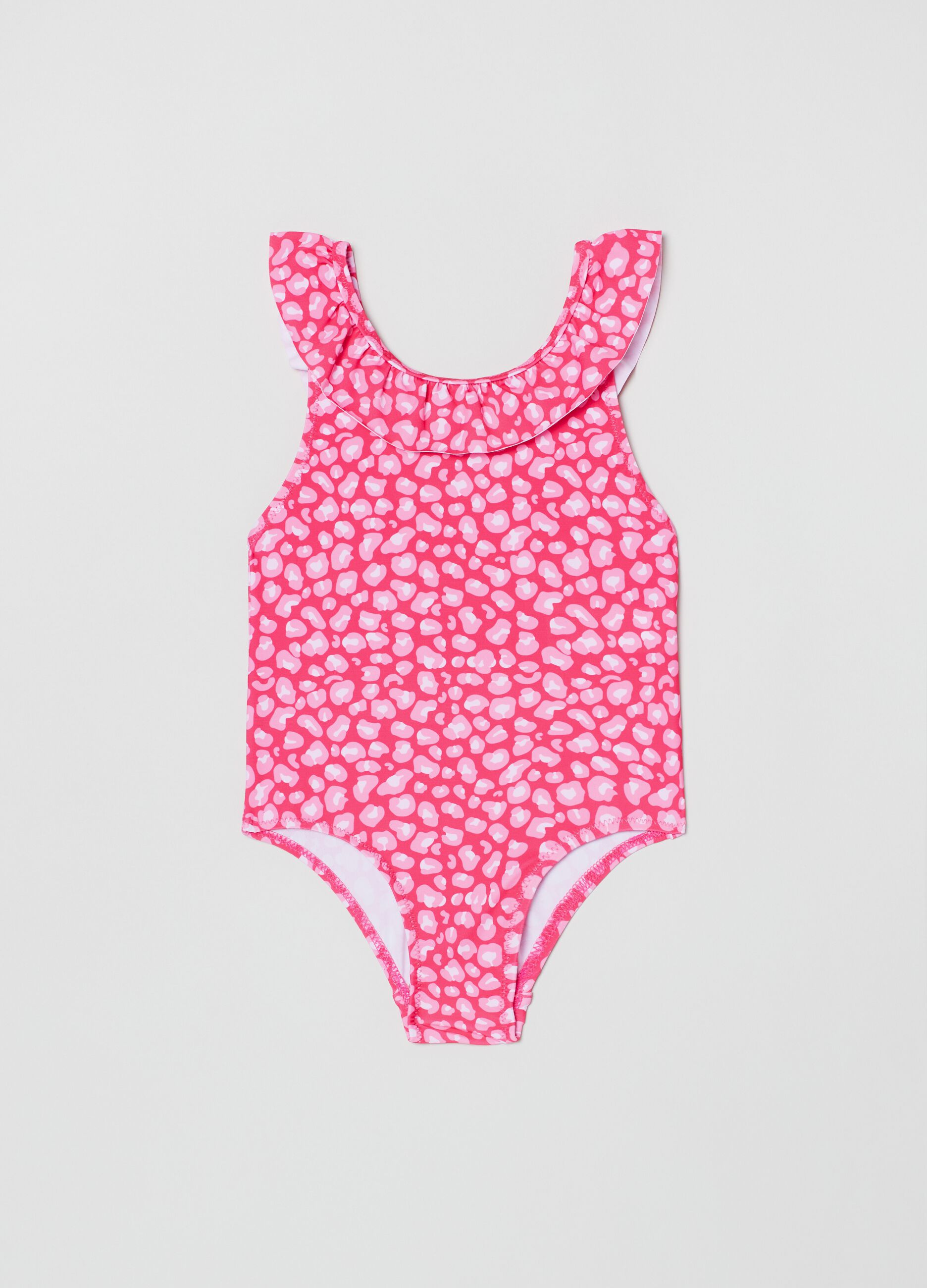 One-piece swimsuit with animal print pattern