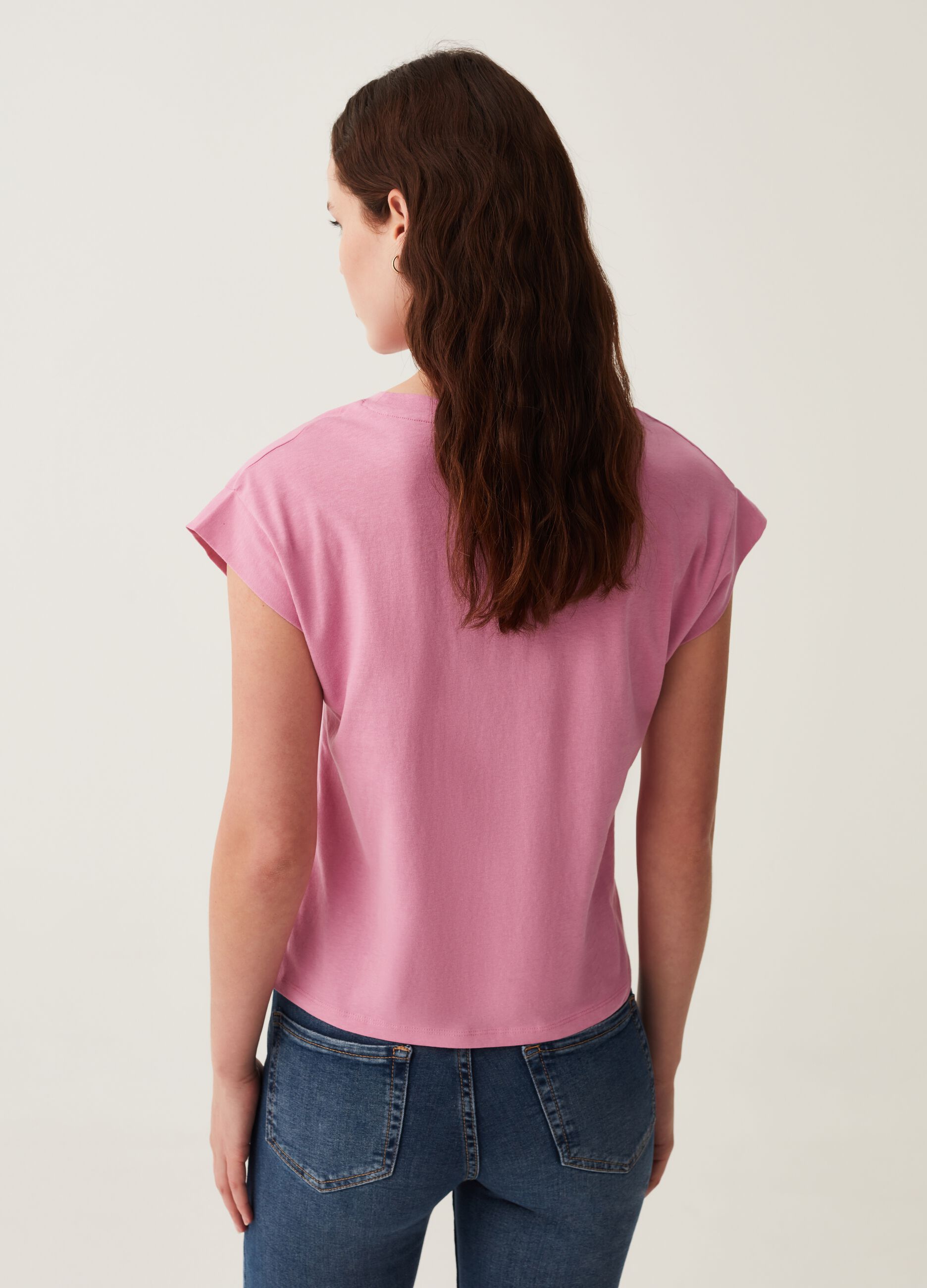 Cotton T-shirt with kimono sleeves