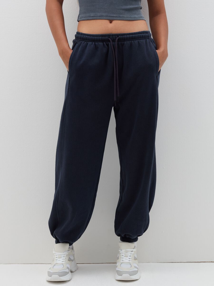 Fleece joggers with drawstring_1