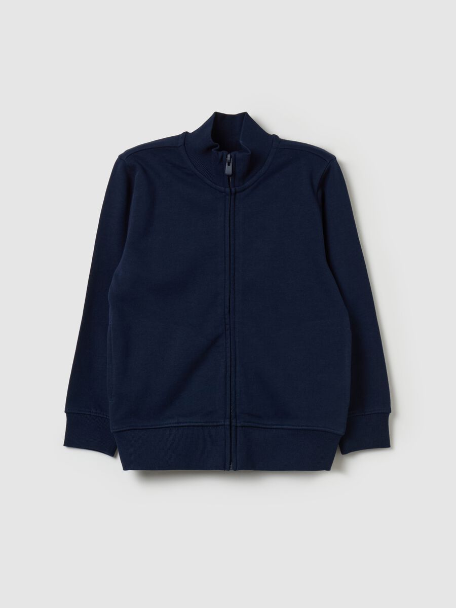 Full-zip sweatshirt in cotton with high neck_0