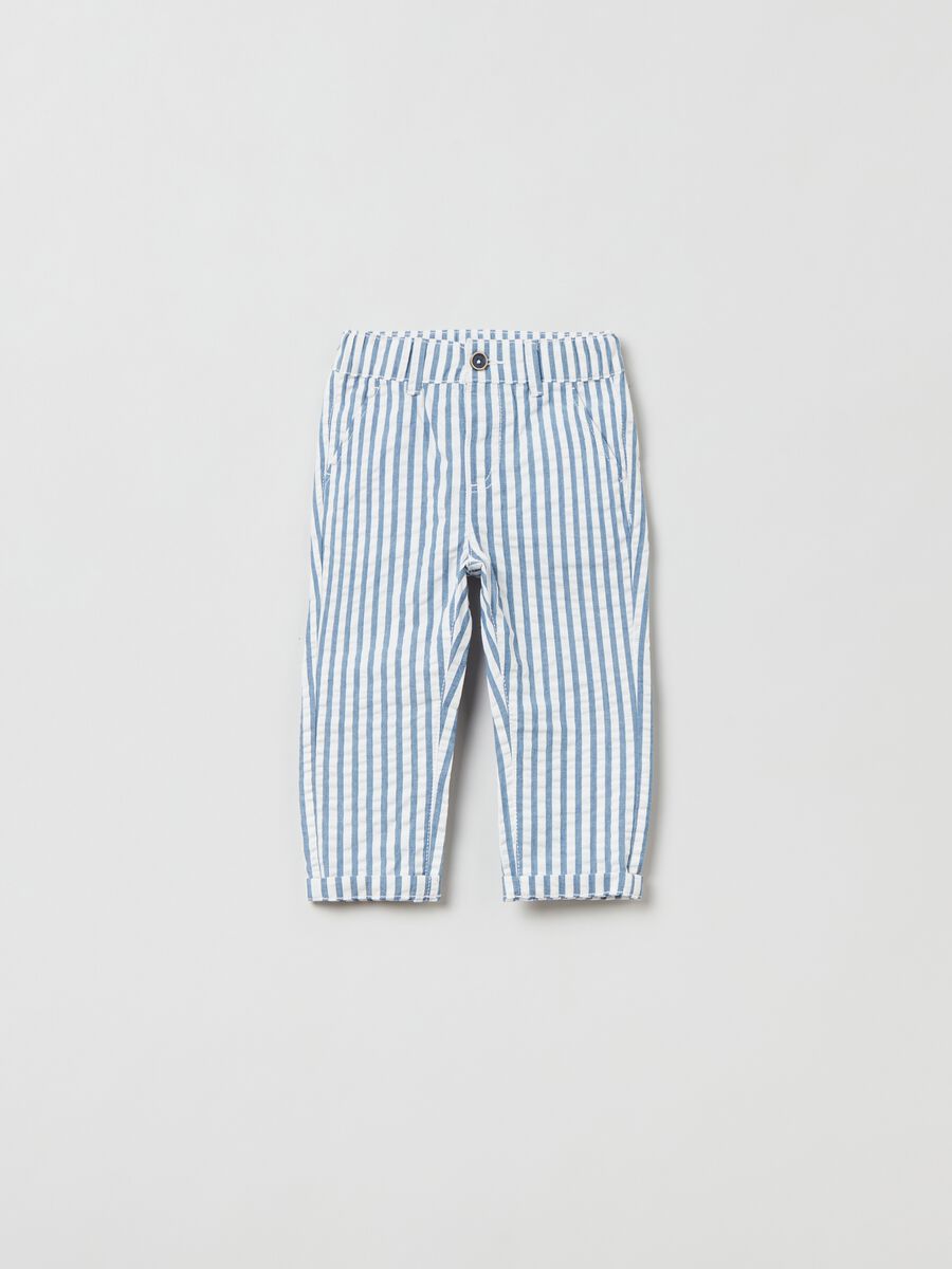 Trousers in yarn-dyed striped cotton_0
