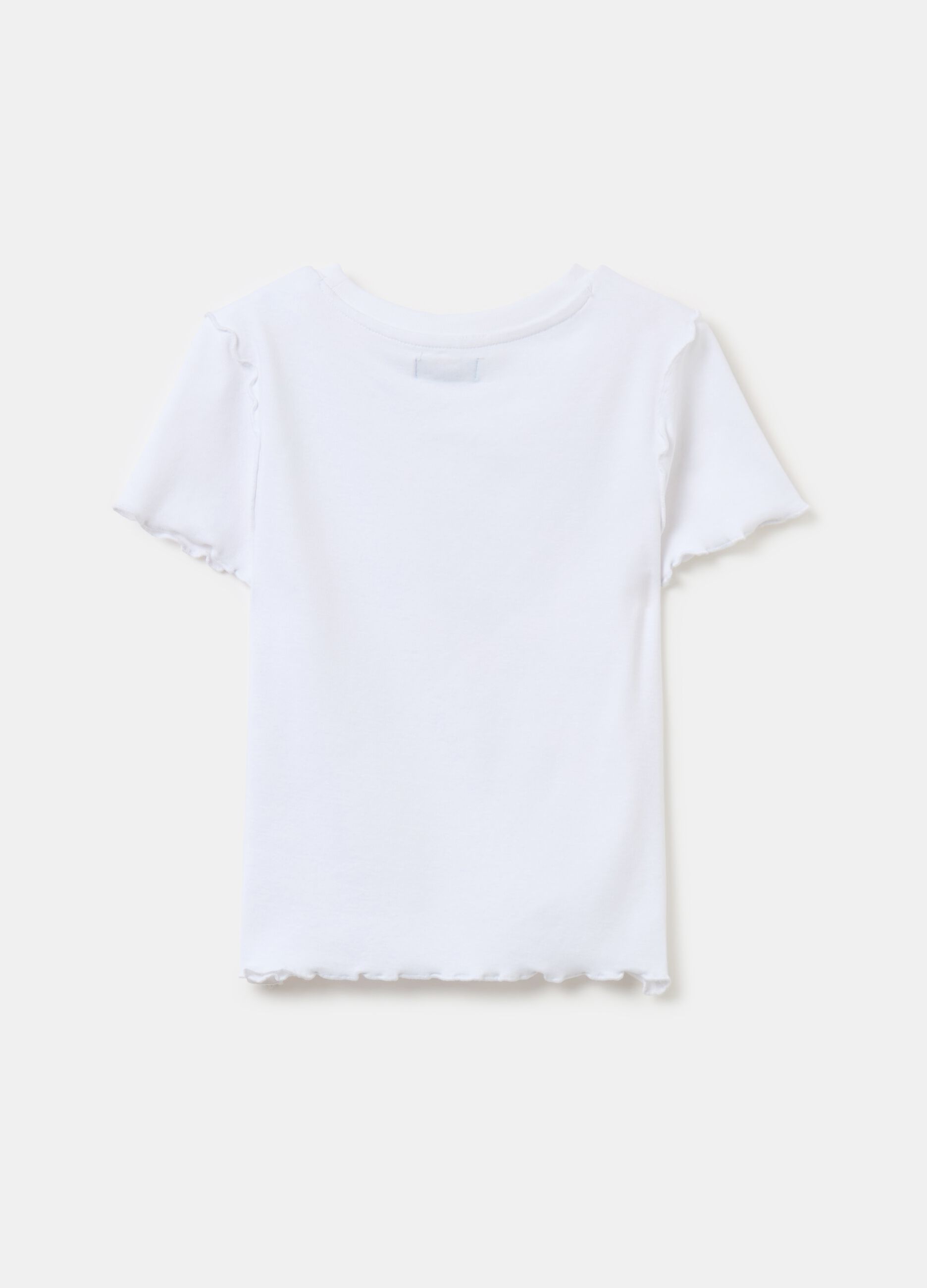 Stretch cotton T-shirt with applications