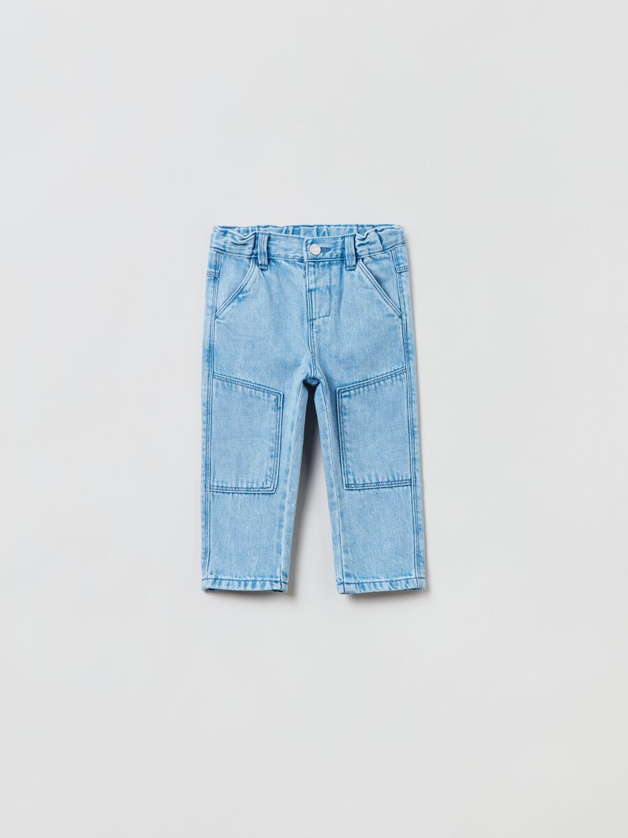 Jeans in cotone con tasche _0