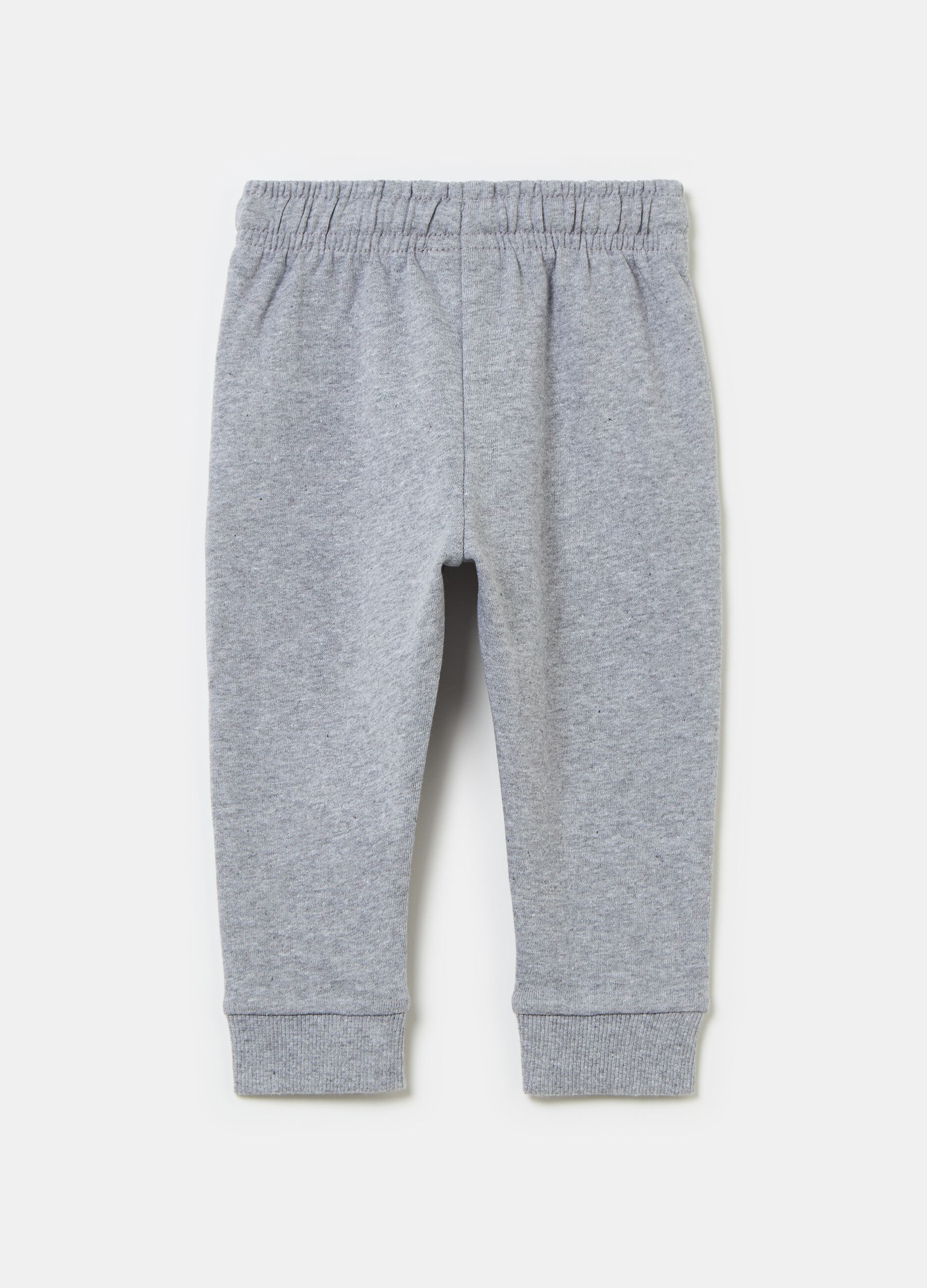 Fleece joggers with drawstring and print